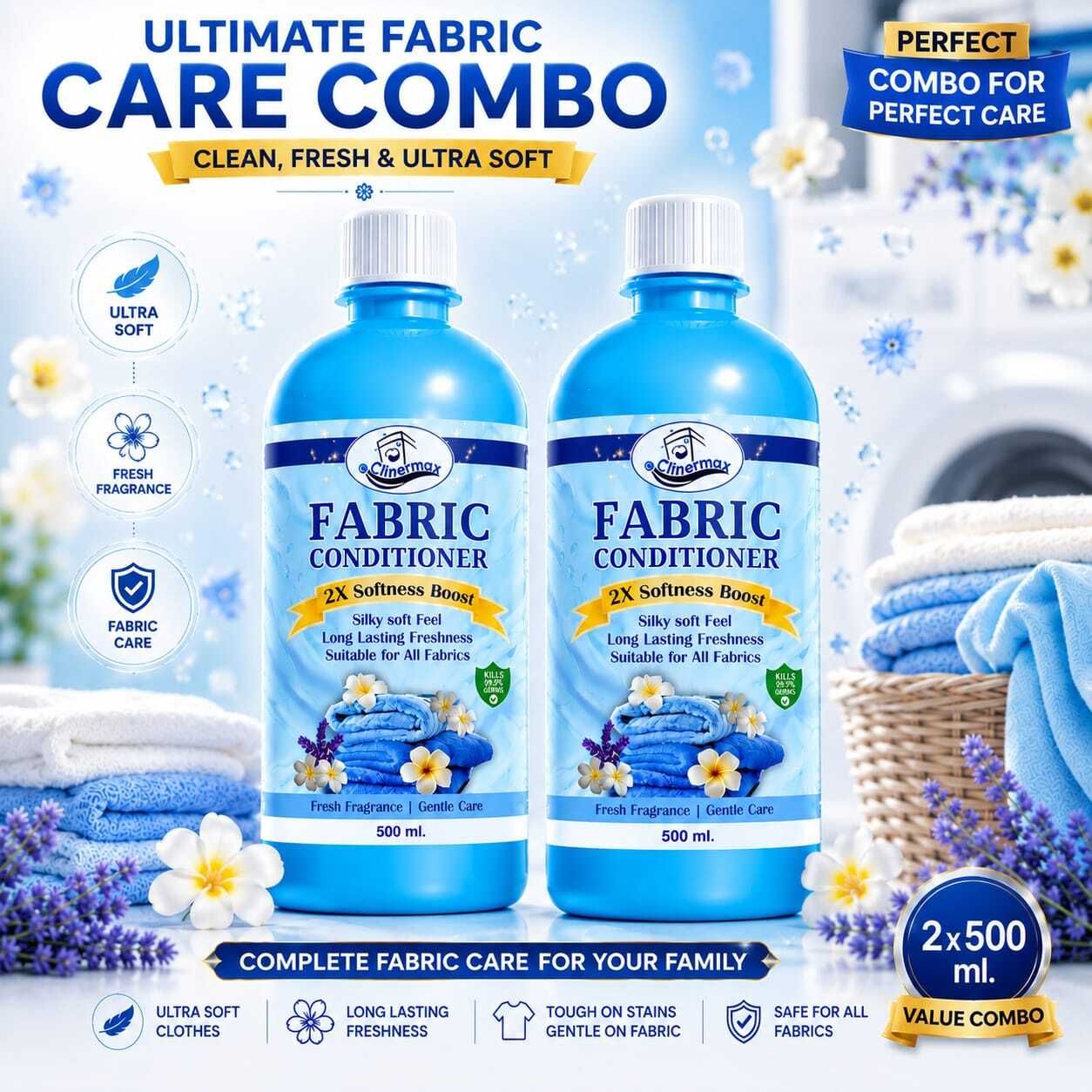 Baby Fabric Softener 500ml Pack of 2 Gentle Laundry Conditioner Fresh Scent-image-35