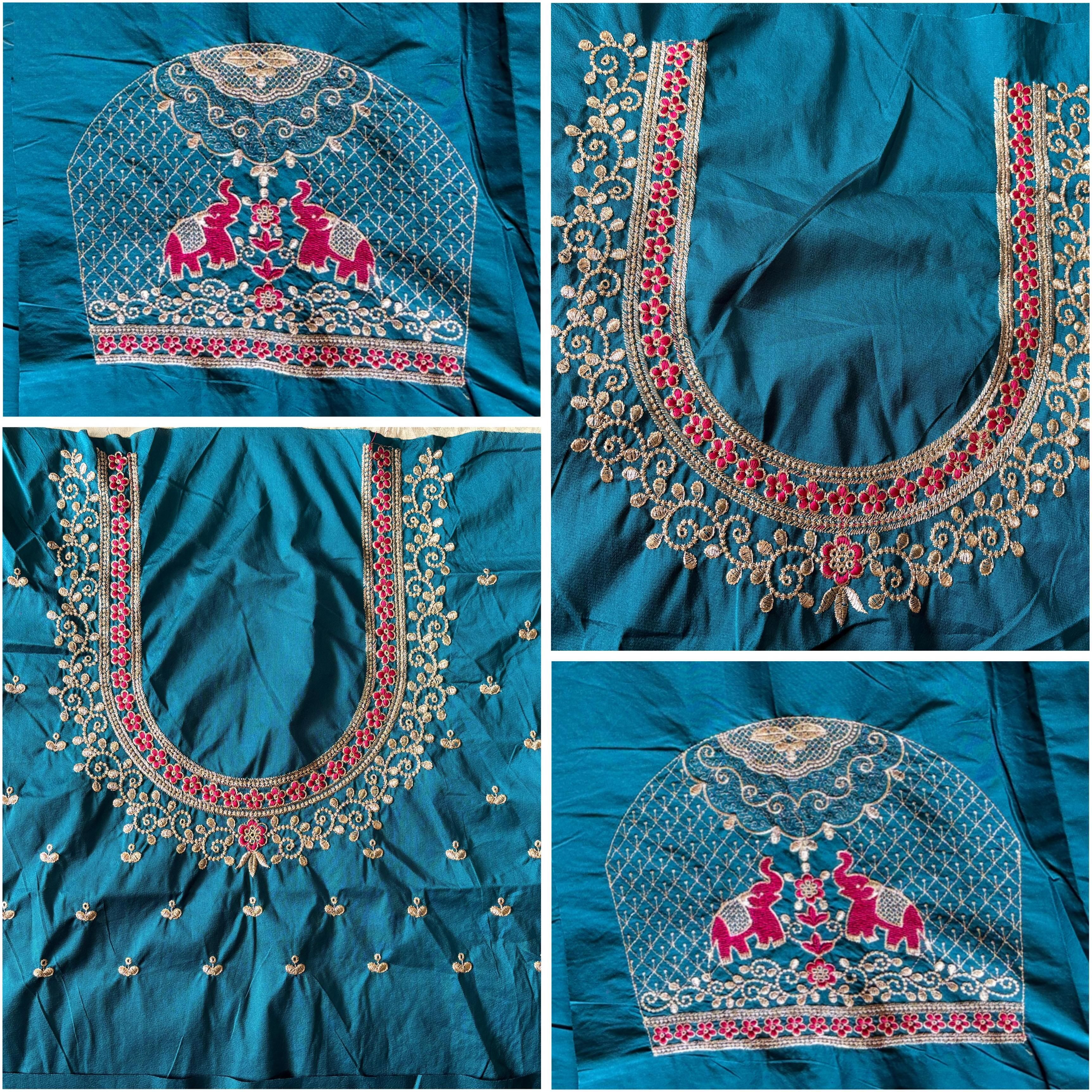 vastra Unstitched Georgette Blouse Material Embroidered, Embellished, Self Design-picture-3