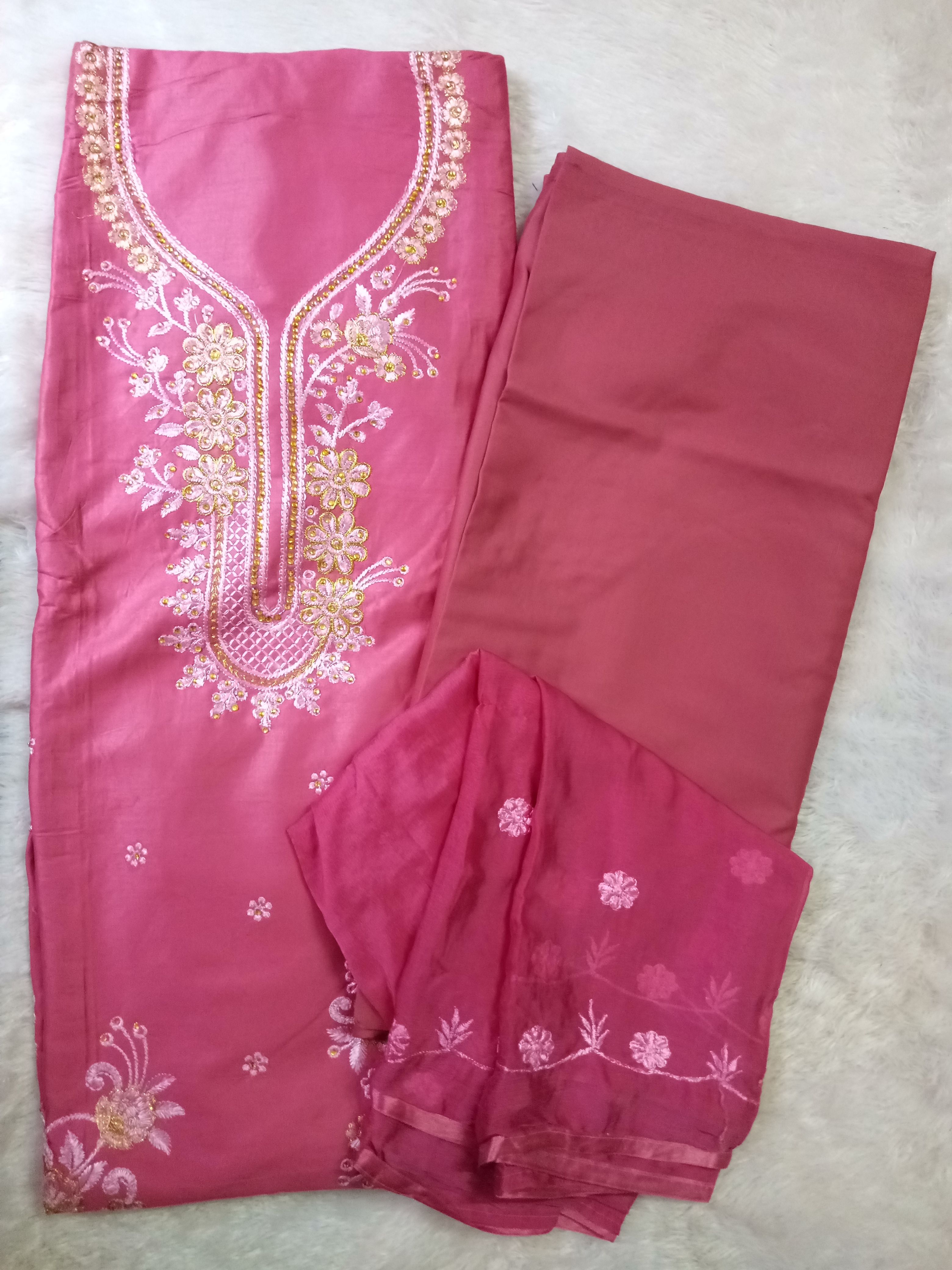 Unstitched Cotton Silk Suit Fabric Colorblock-image-36