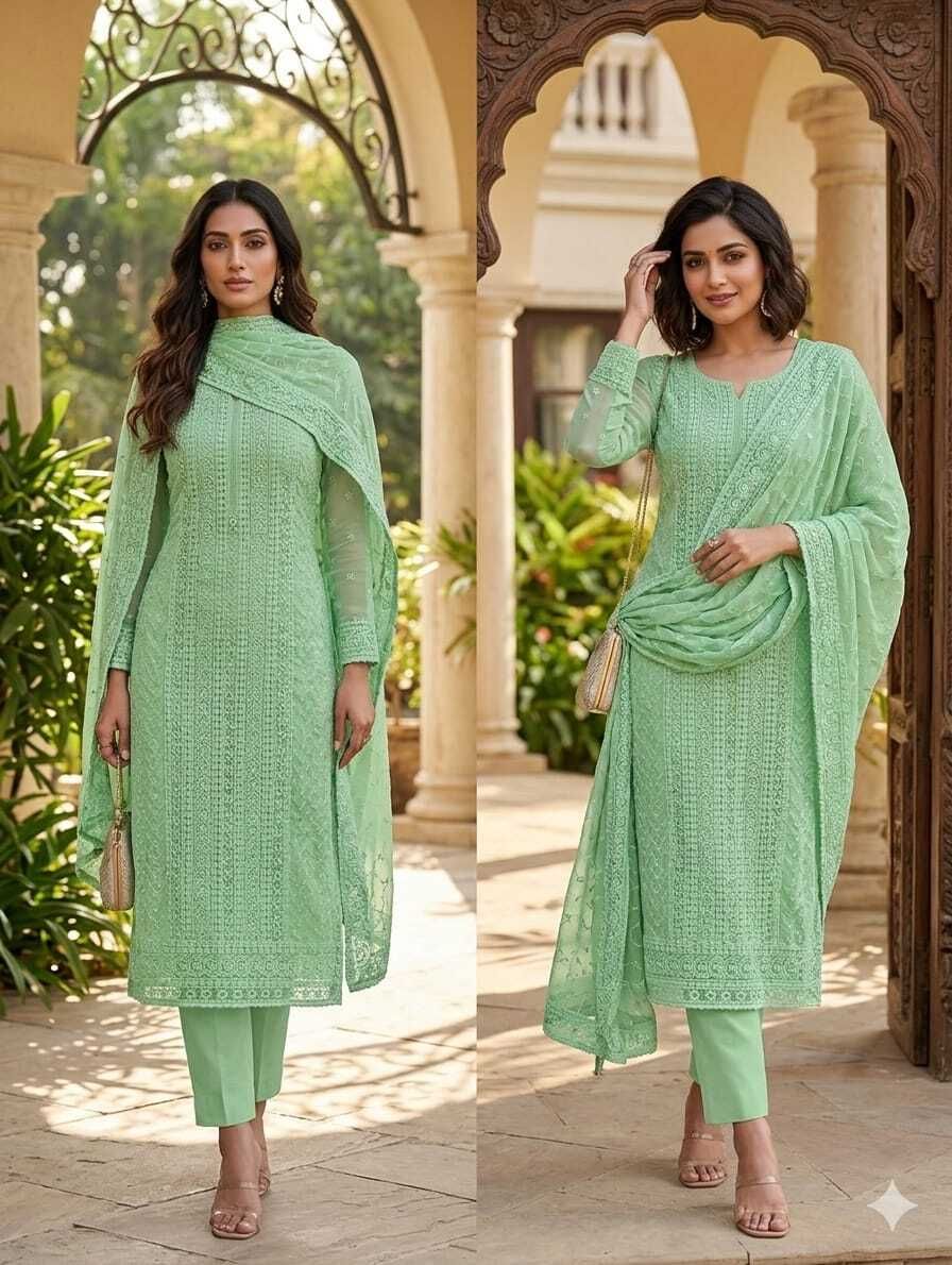 Unstitched Cotton Blend Salwar Suit Material Embroidered-image-29