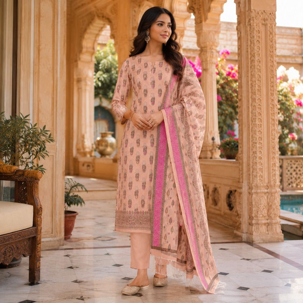 Unstitched Pure Cotton Salwar Suit Material Self Design-image-34