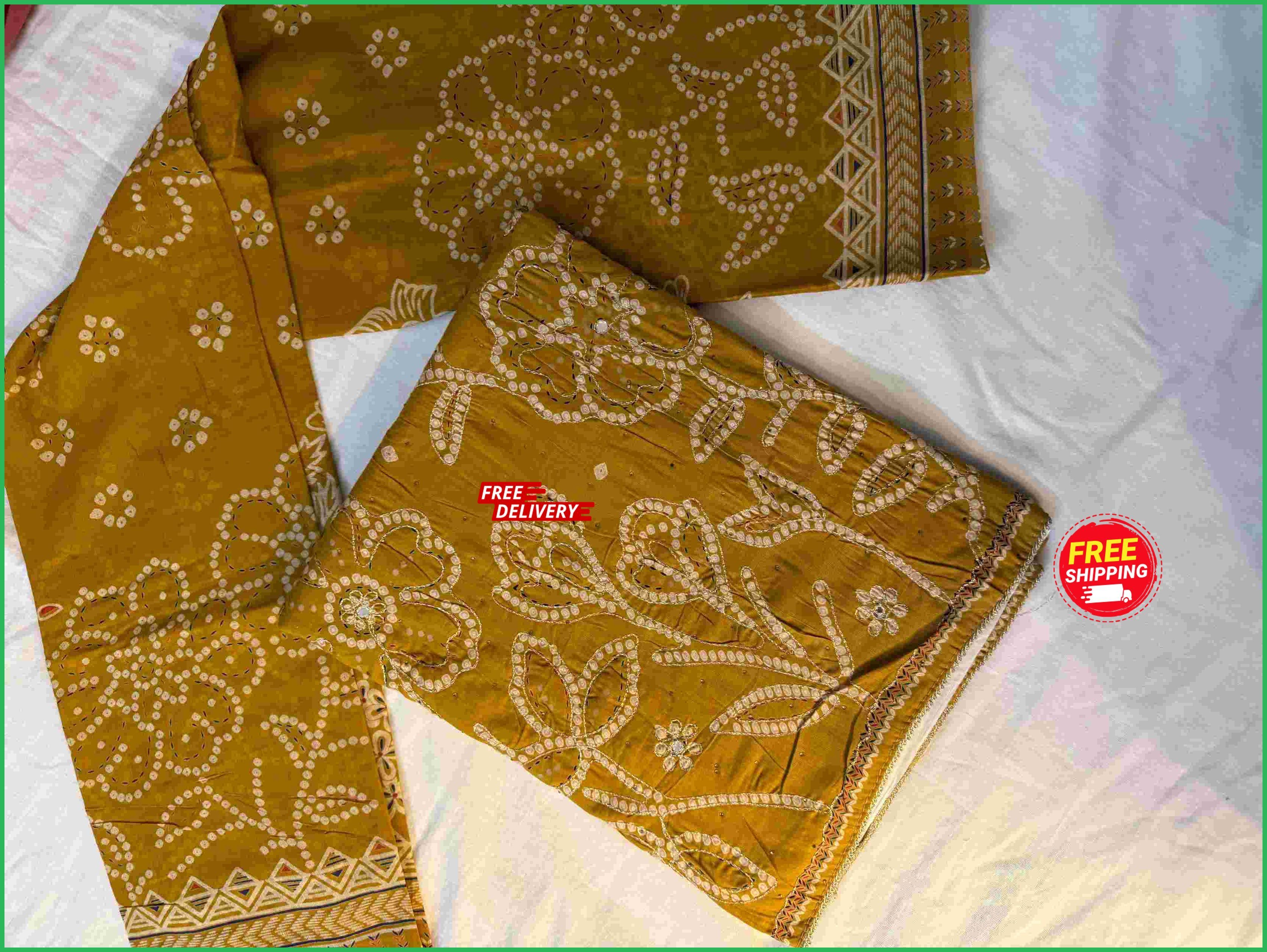 Unstitched Cotton Blend Salwar Suit Material Printed-image-20