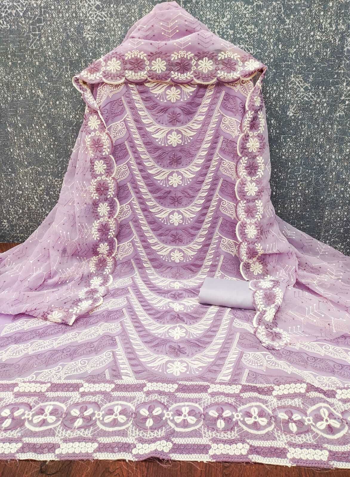 Unstitched Cotton Blend Salwar Suit Material Embroidered-image-28