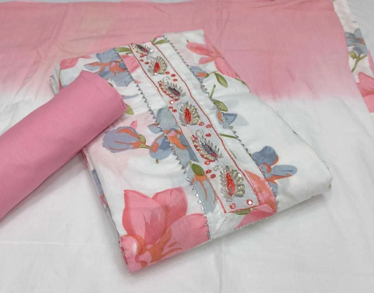 Unstitched Cotton Blend Salwar Suit Material Printed-image-46