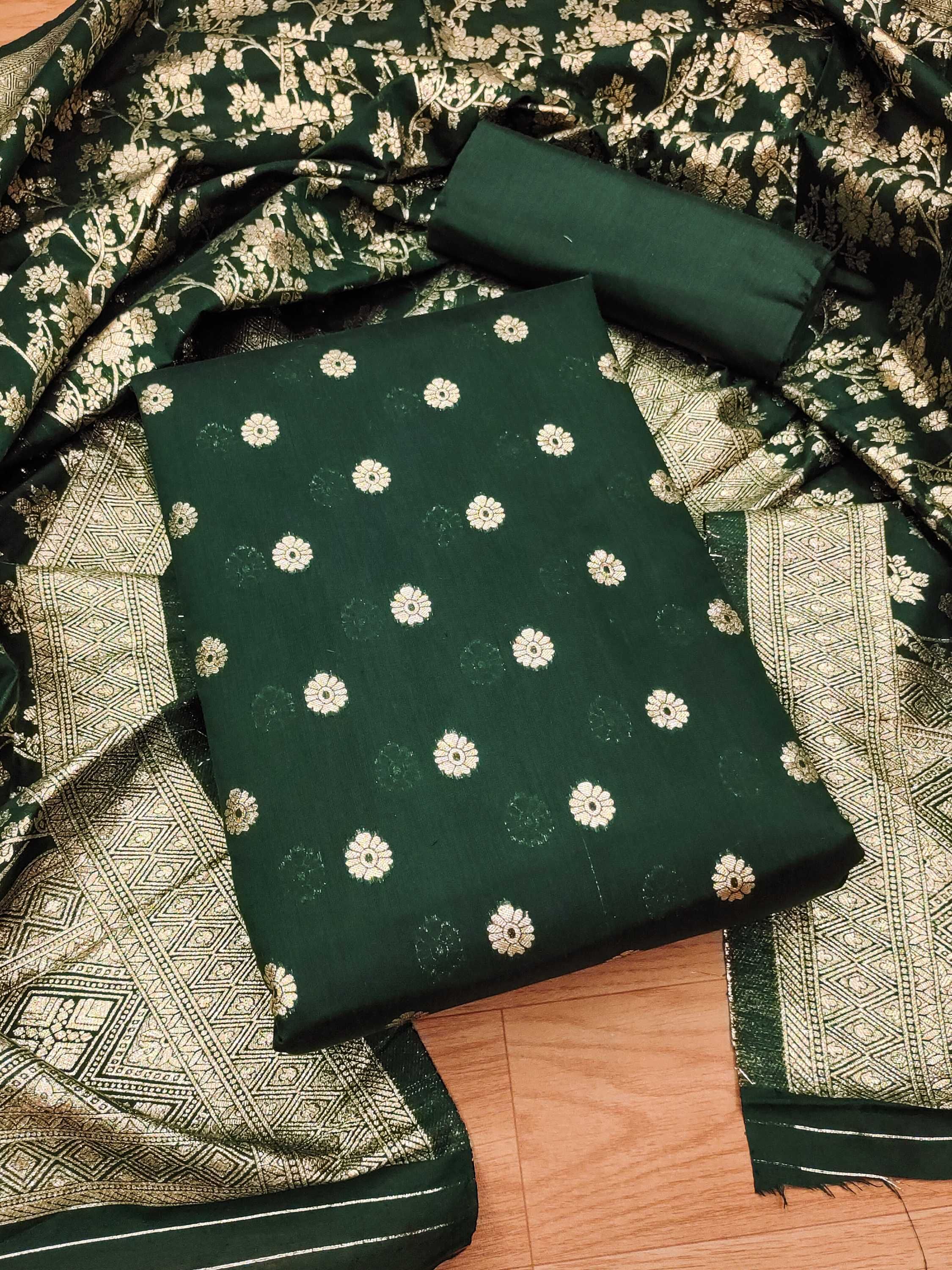 Unstitched Cotton Blend Salwar Suit Material Embroidered-image-42
