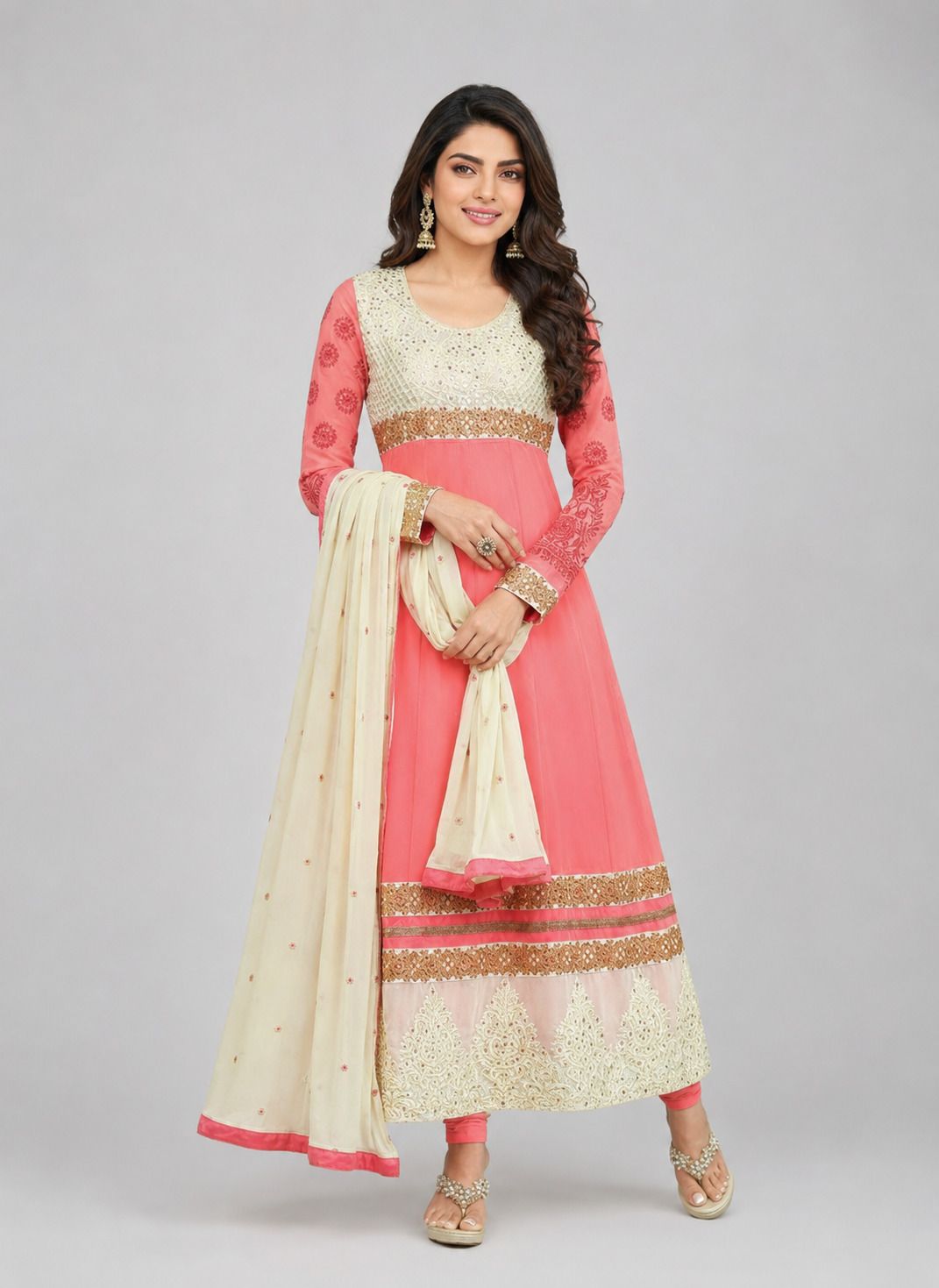 reya Unstitched Georgette Salwar Suit Material Embroidered-picture-0