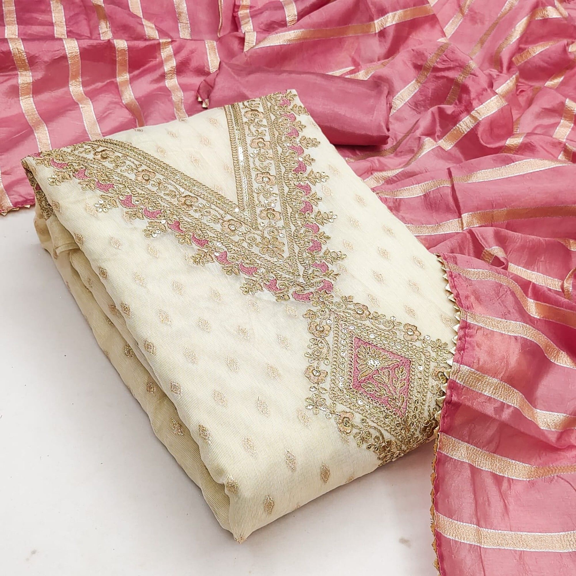 divastri Unstitched Silk Blend Salwar Suit Material Embroidered-picture-7