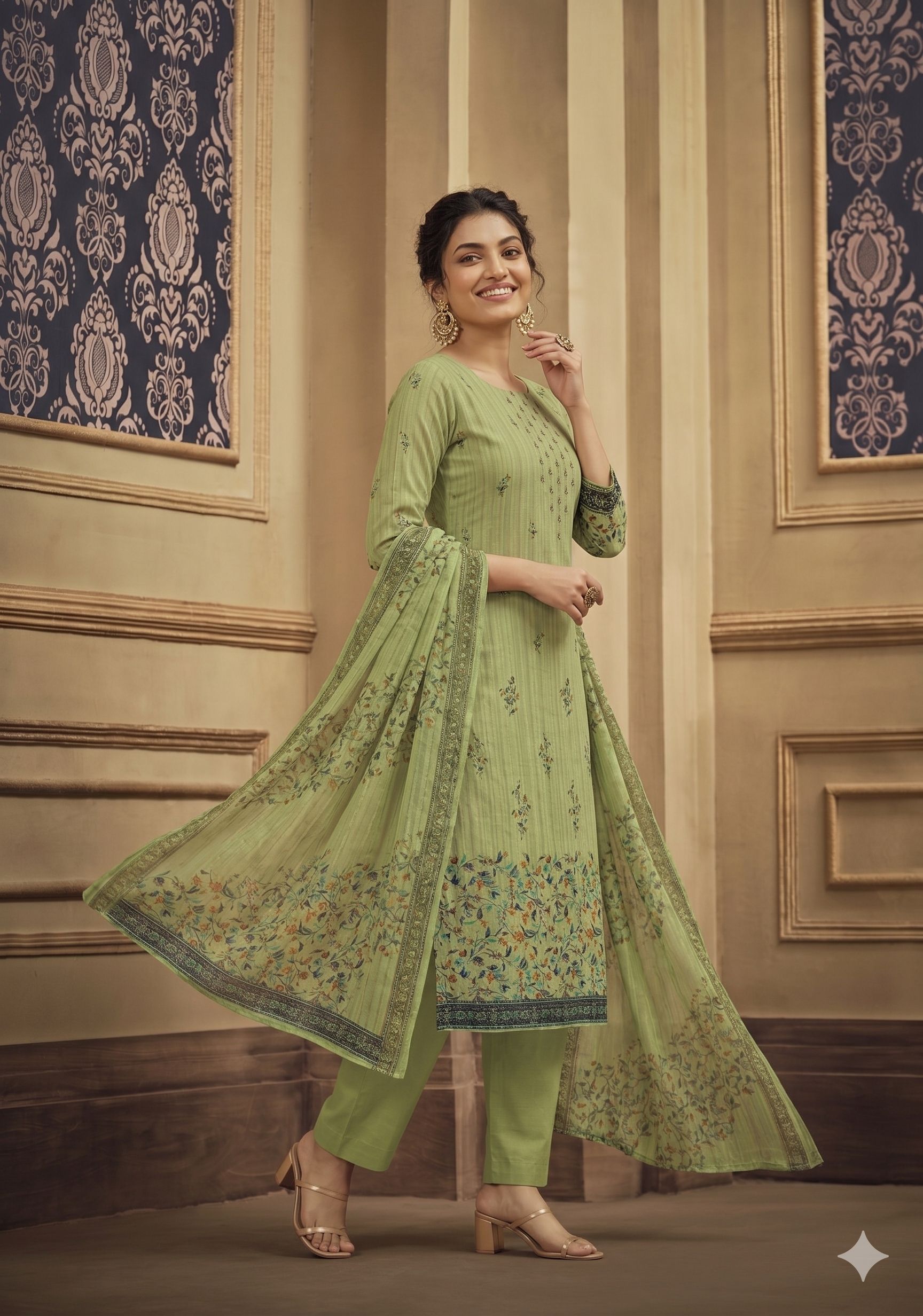 Unstitched Wool Salwar Suit Material Printed-image-26