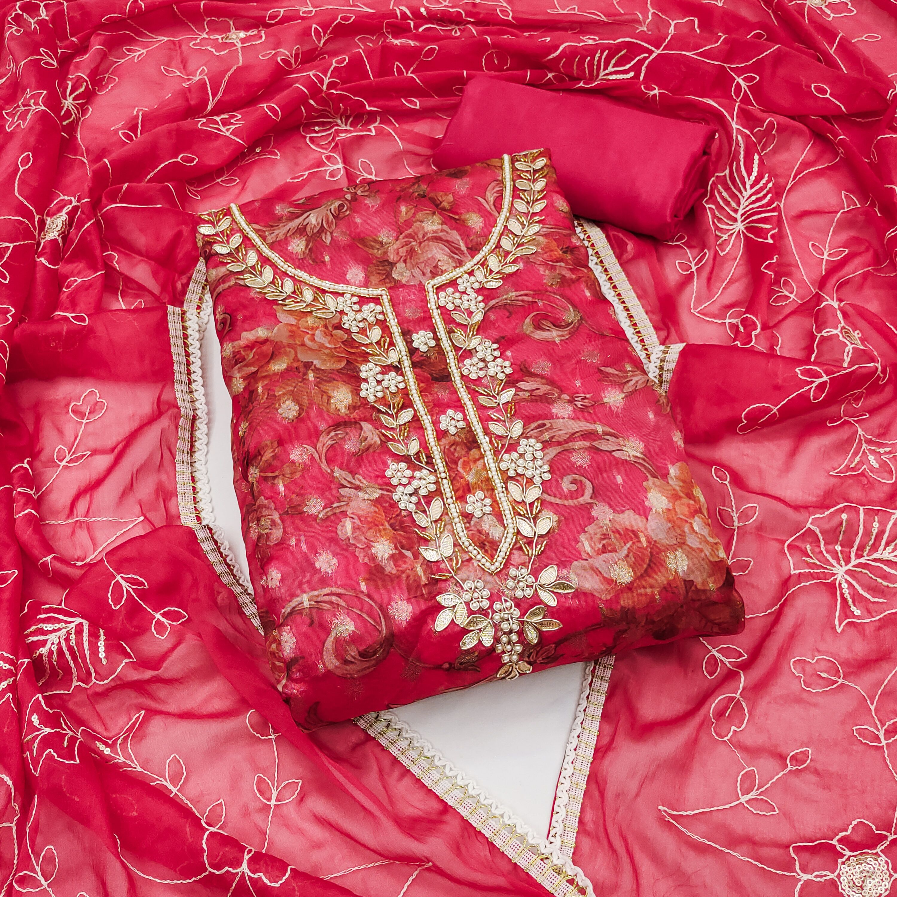manvaa Unstitched Organza Salwar Suit Material Embellished-picture-32