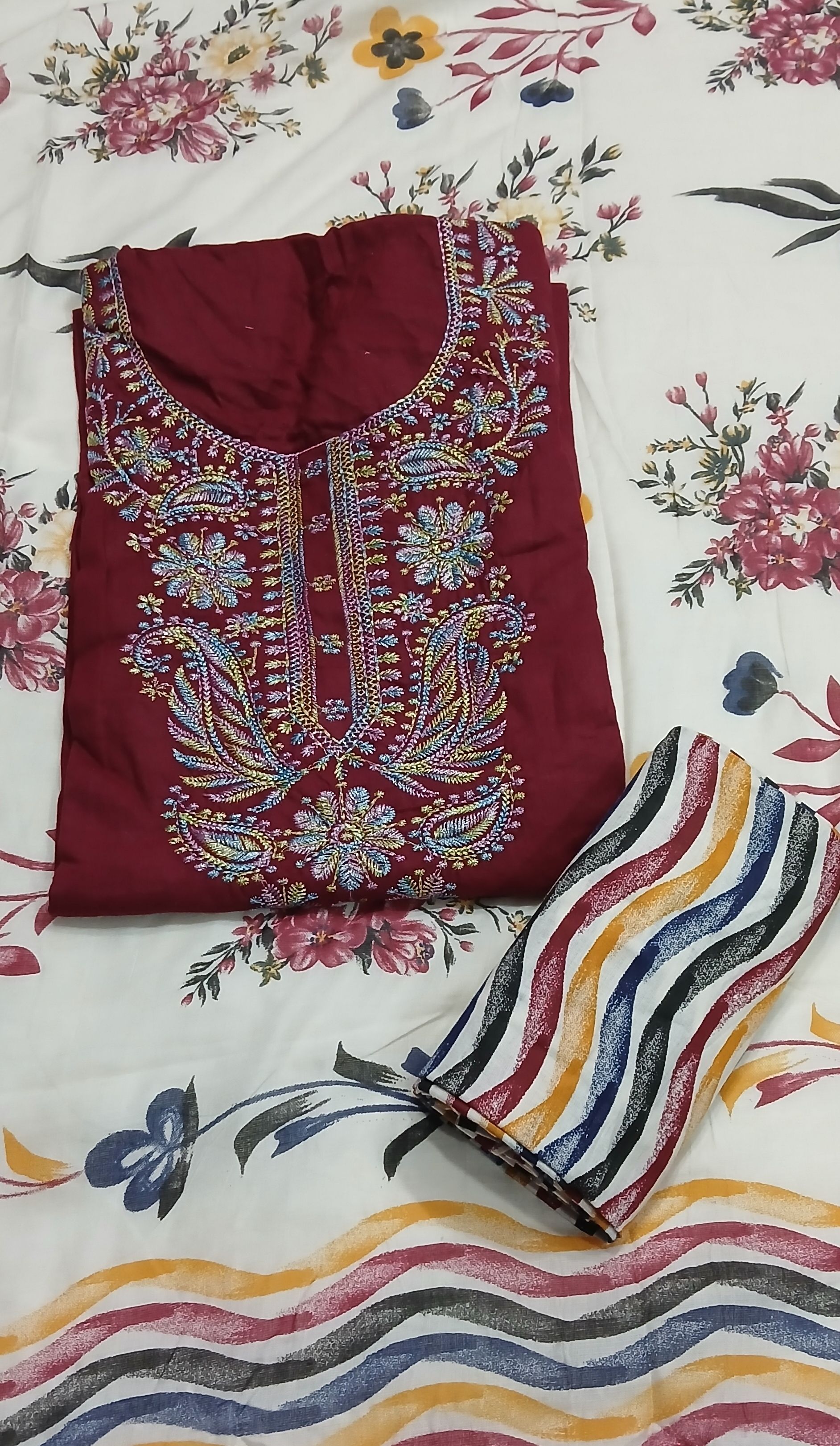Unstitched Pure Cotton Salwar Suit Material Embroidered-image-35