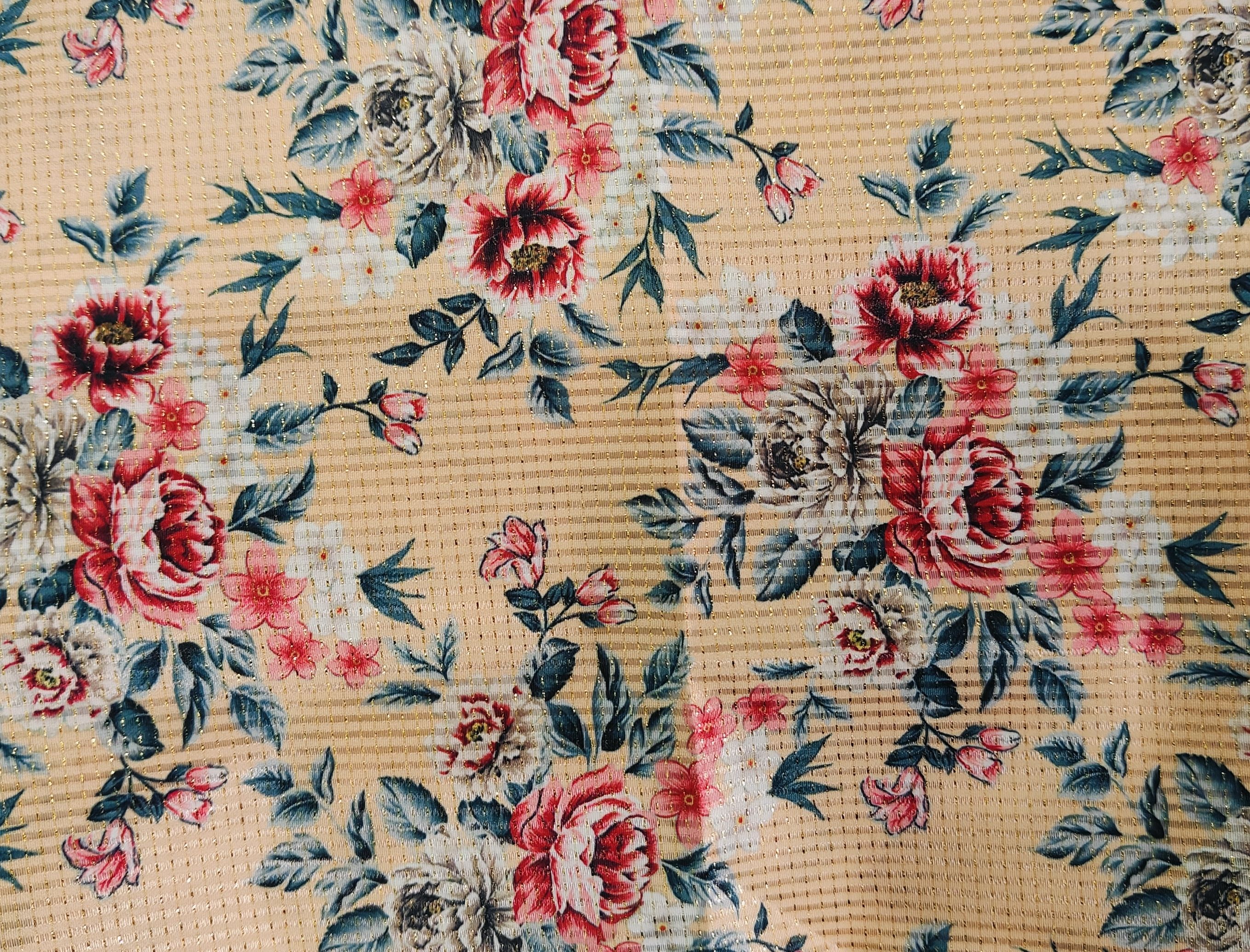 Unstitched Cotton Blend Blouse Material Floral Print, Embellished, Printed, Graphic Print-image-7