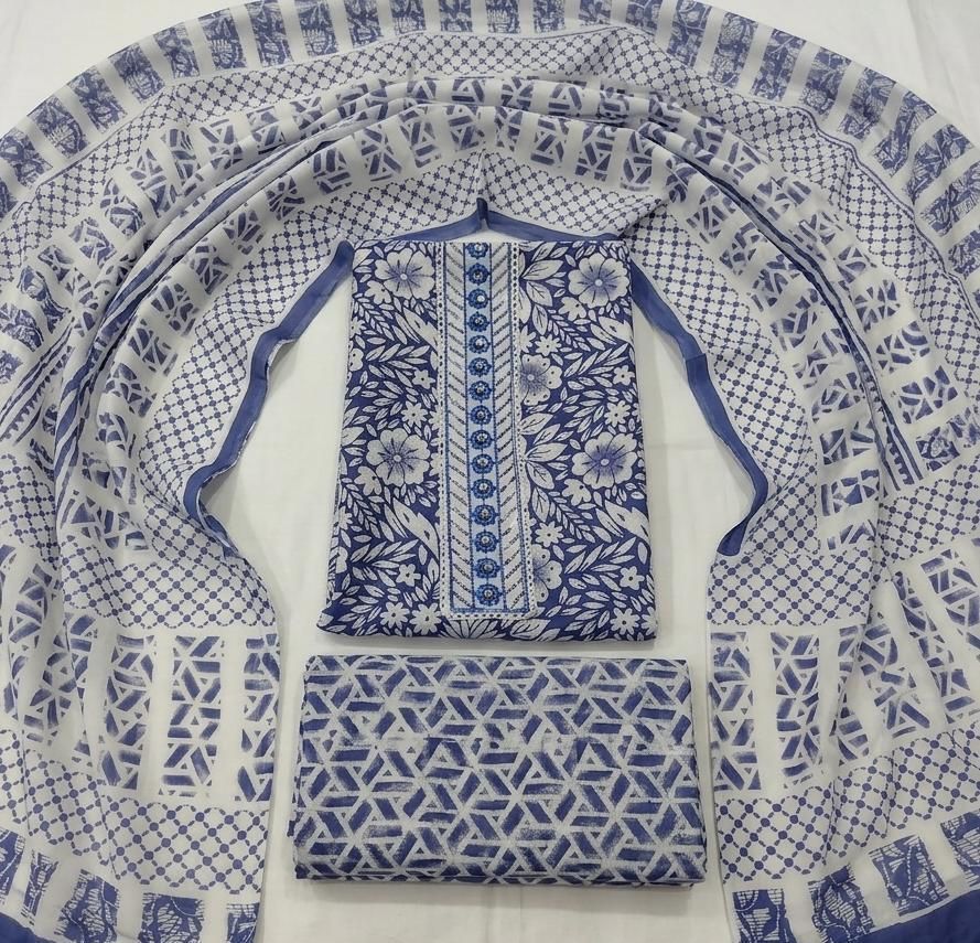 Unstitched Cotton Blend Salwar Suit Material Floral Print, Printed-image-31