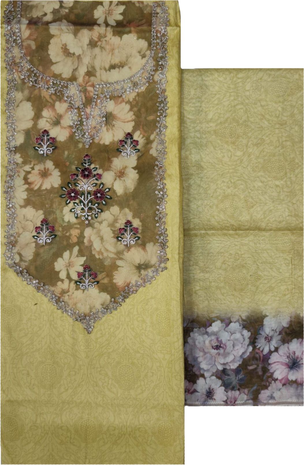 soul essence Unstitched Pure Cotton Salwar Suit Material Embroidered-picture-7