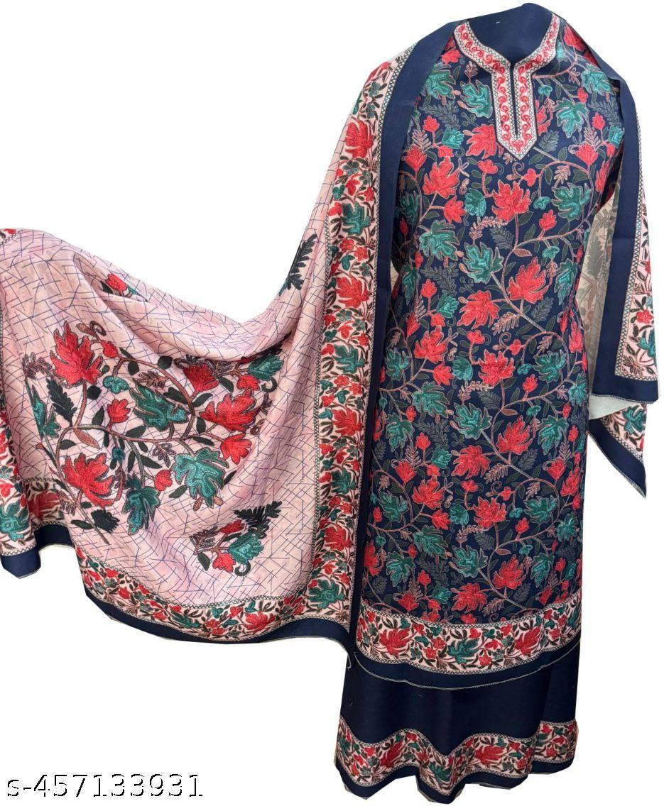 starmoda Unstitched Wool Salwar Suit Material Printed image 1