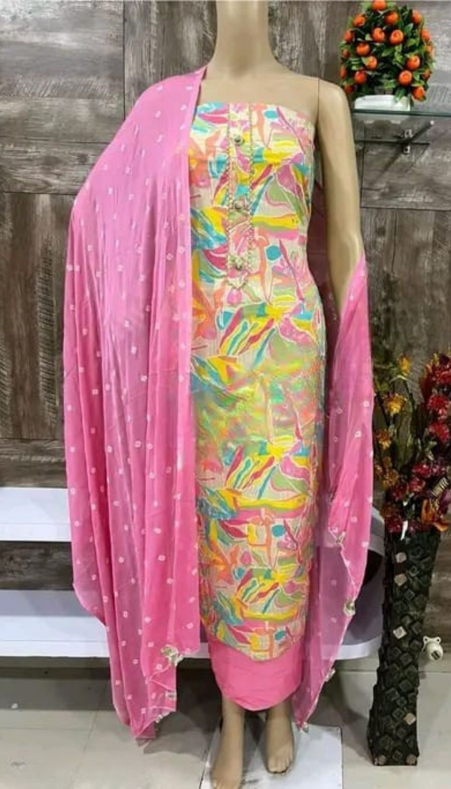 Unstitched Pure Cotton Salwar Suit Material Floral Print, Printed-image-8