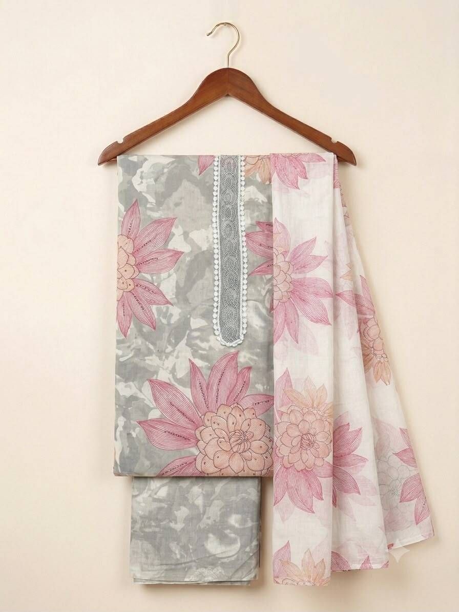 Unstitched Pure Cotton Salwar Suit Material Printed-image-25