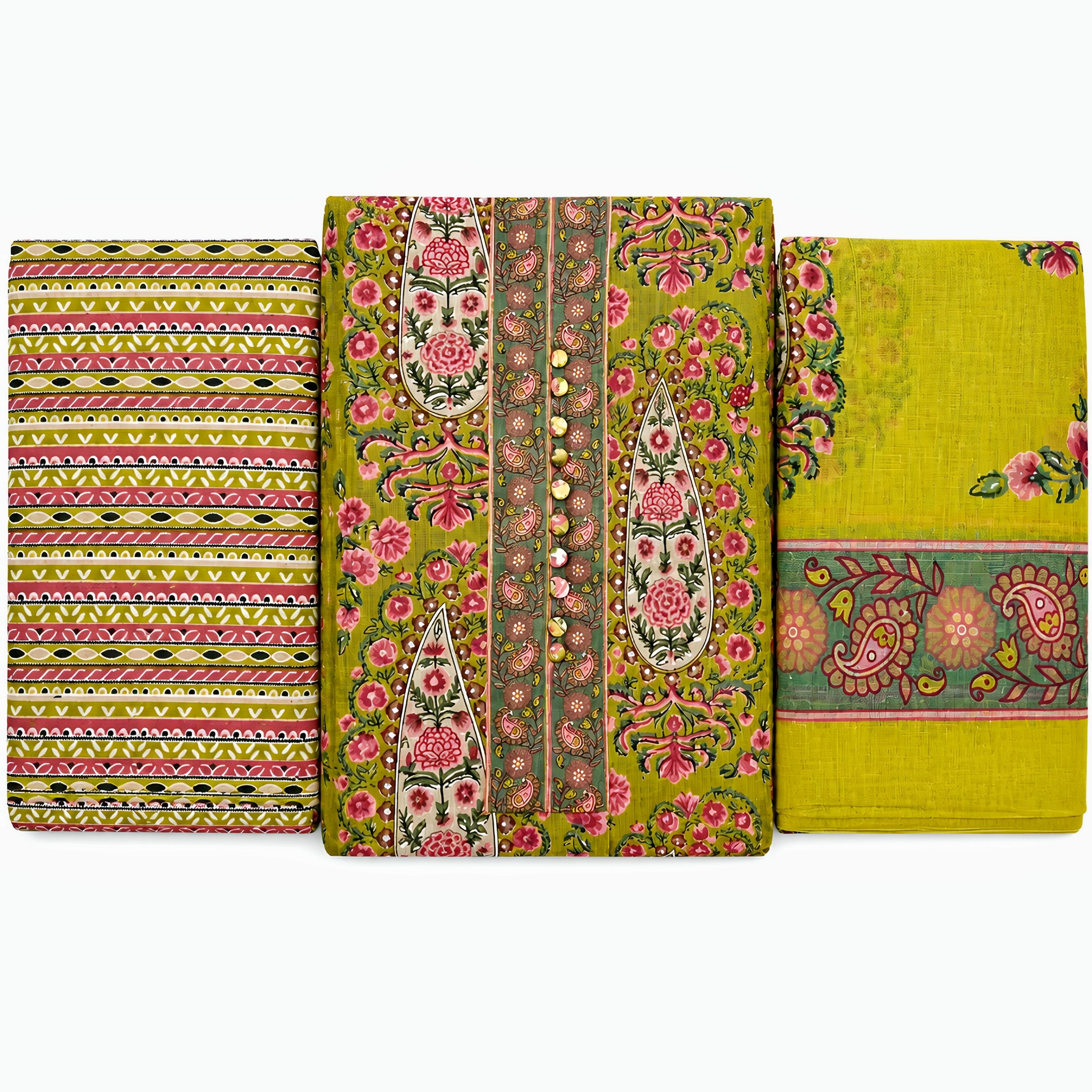 Unstitched Pure Cotton Salwar Suit Material Printed-image-33