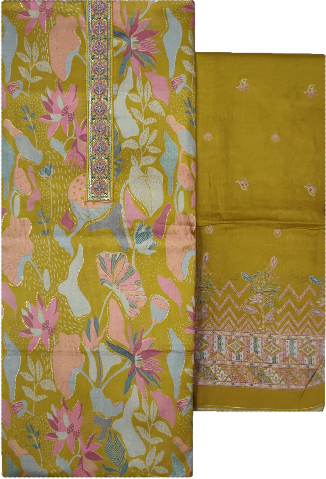 soul essence Unstitched Pure Cotton Salwar Suit Material Embroidered-picture-10