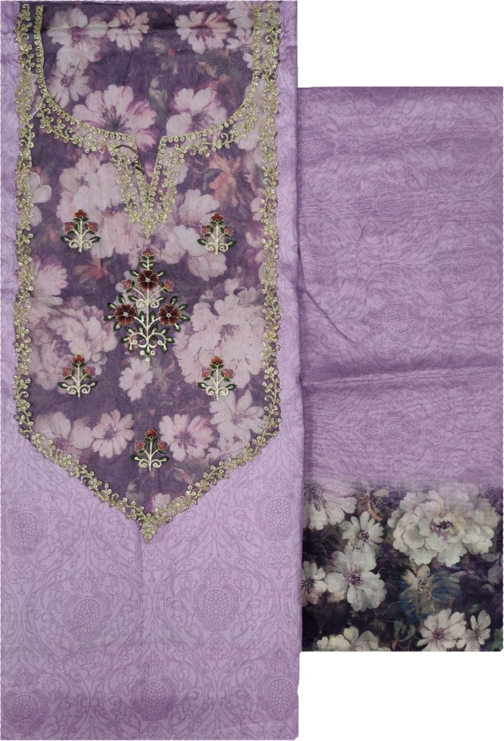 soul essence Unstitched Pure Cotton Salwar Suit Material Embroidered-picture-5