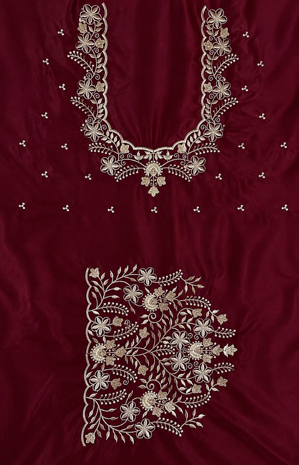 Unstitched Art Silk Blouse Material Embroidered, Self Design-image-45