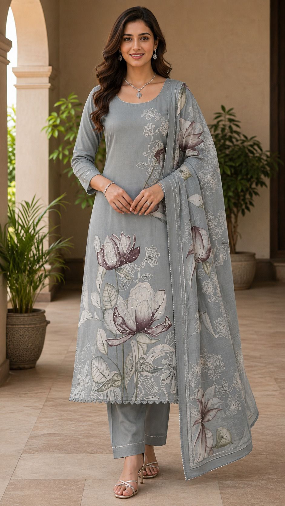 Unstitched Pure Cotton Suit Fabric Floral Print-image-2