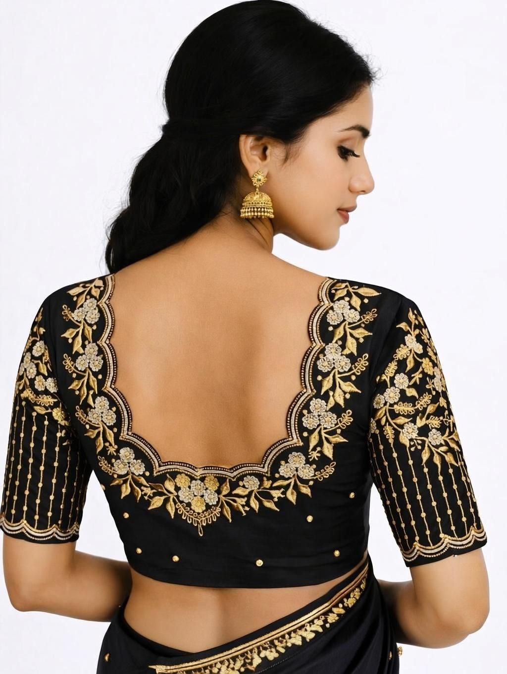 Unstitched Cotton Blend Blouse Material Embroidered-image-8