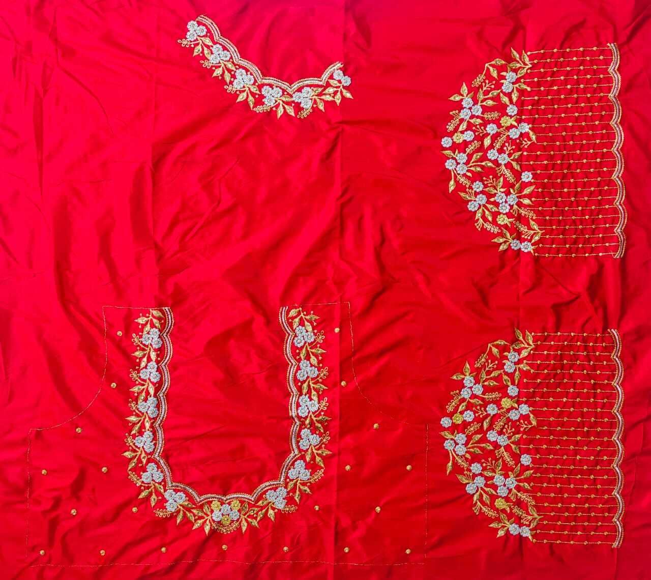 Unstitched Art Silk Blouse Material Embroidered-image-49
