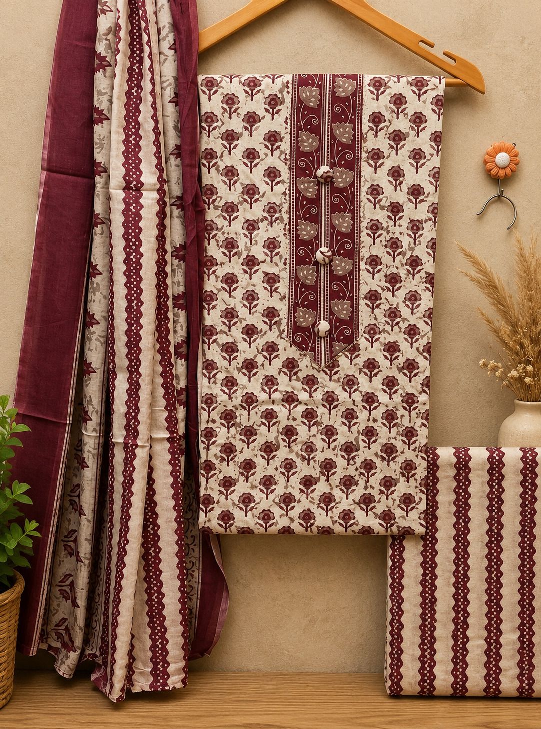 Unstitched Cotton Blend Salwar Suit Material Printed-image-37