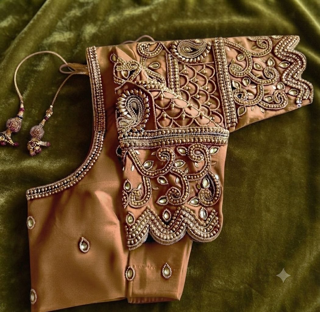 Unstitched Art Silk Blouse Material Embellished-image-46