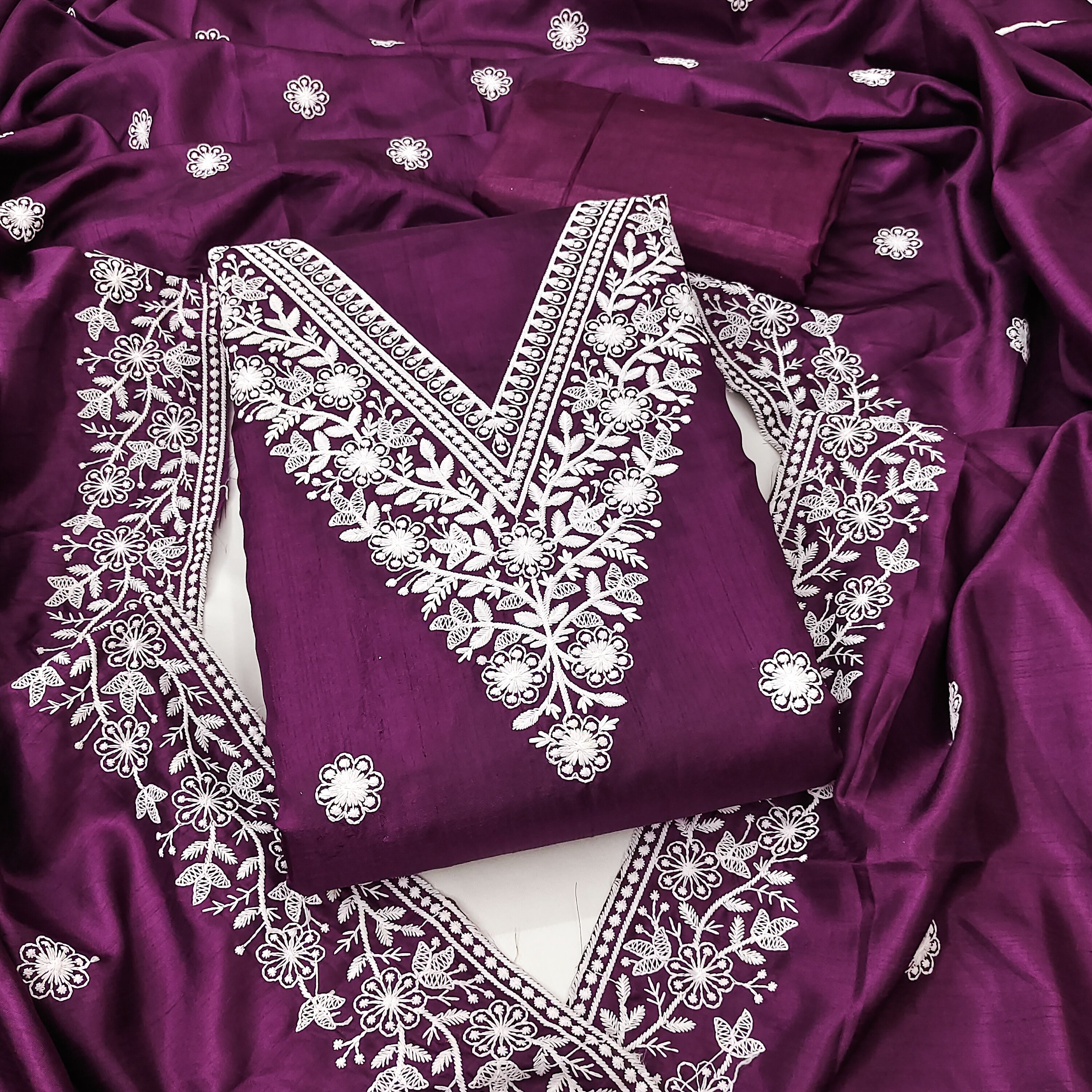 manvaa Unstitched Cotton Blend Salwar Suit Material Embroidered-picture-3