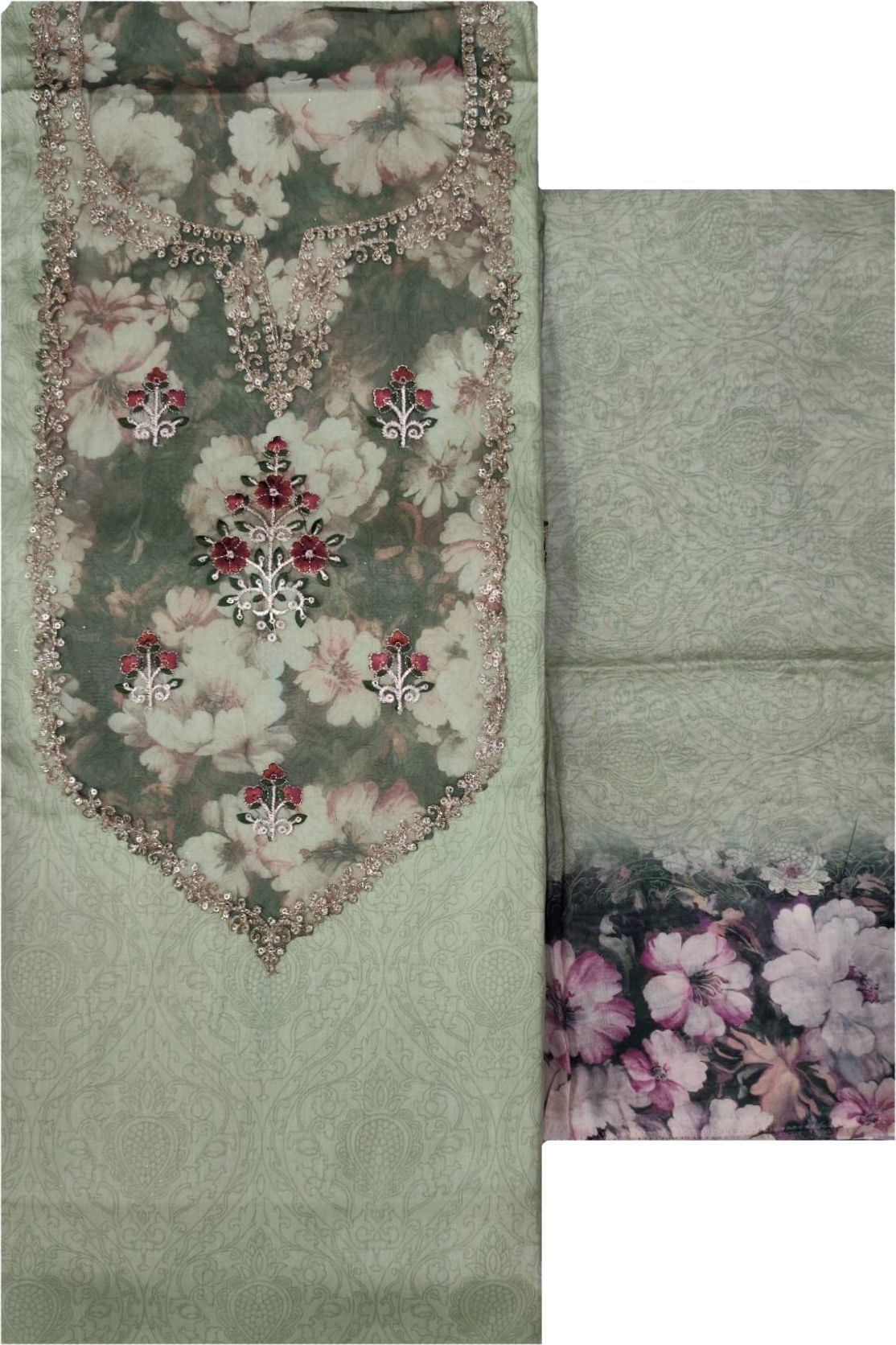 soul essence Unstitched Pure Cotton Salwar Suit Material Embroidered-picture-6