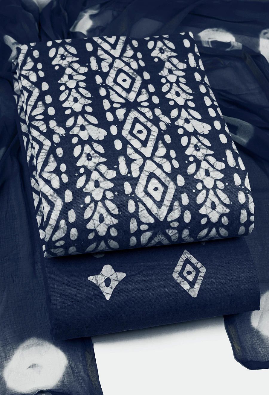 Unstitched Cotton Blend Kurta & Churidar Material Printed-image-5