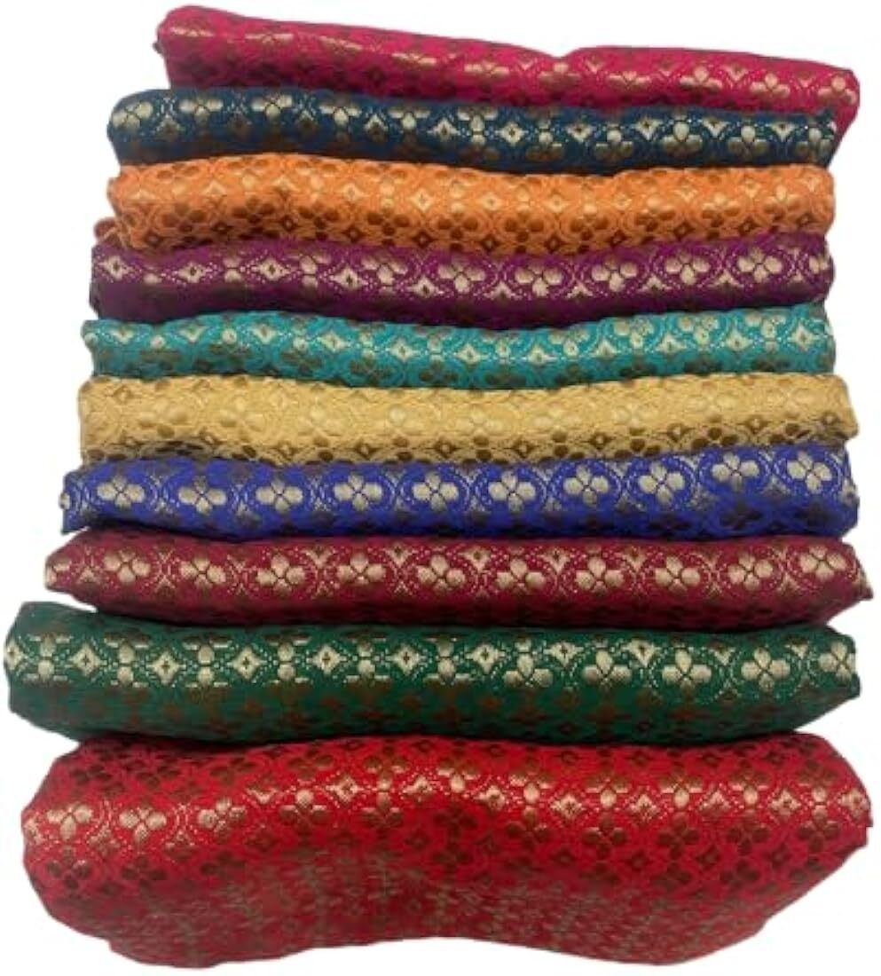 Unstitched Art Silk Blouse Material Embroidered