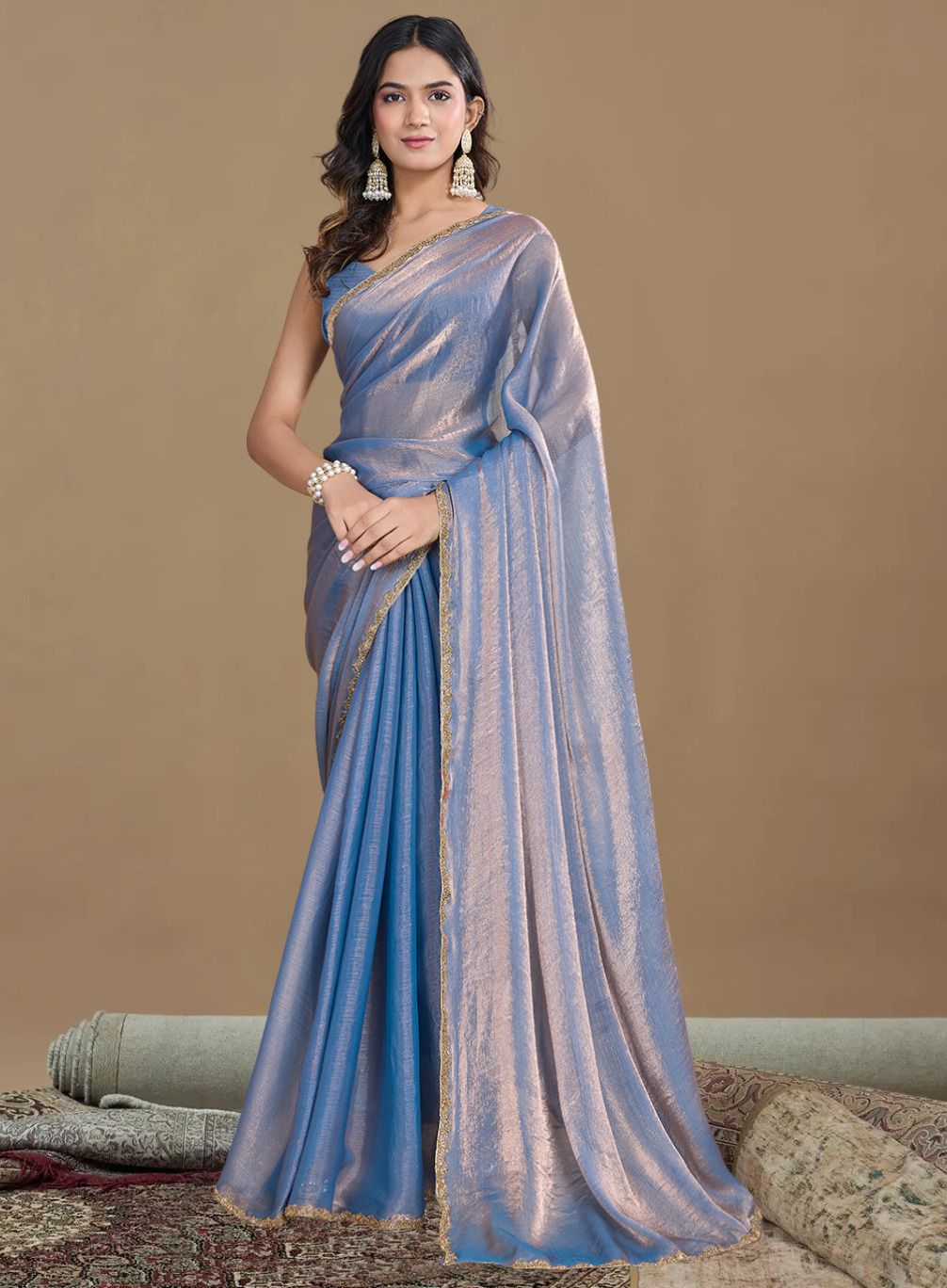 Unstitched Organza Blouse Material Solid