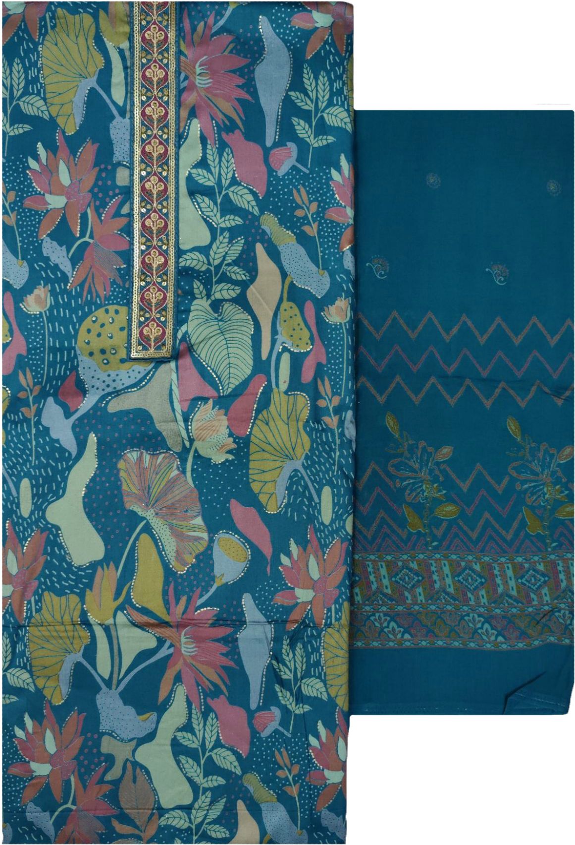 soul essence Unstitched Pure Cotton Salwar Suit Material Embroidered-picture-9