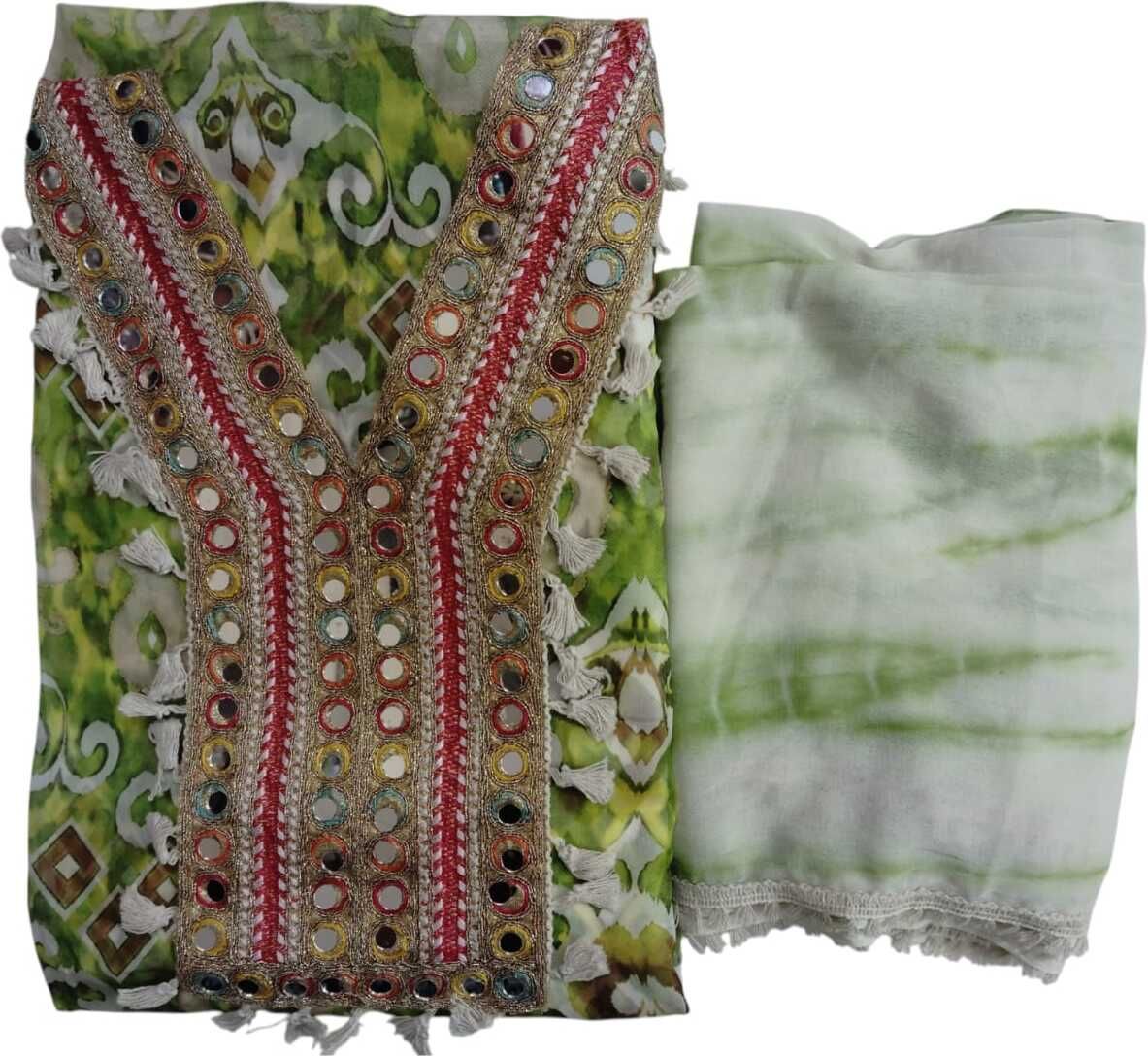 Unstitched Organza Salwar Suit Material Floral Print-image-23