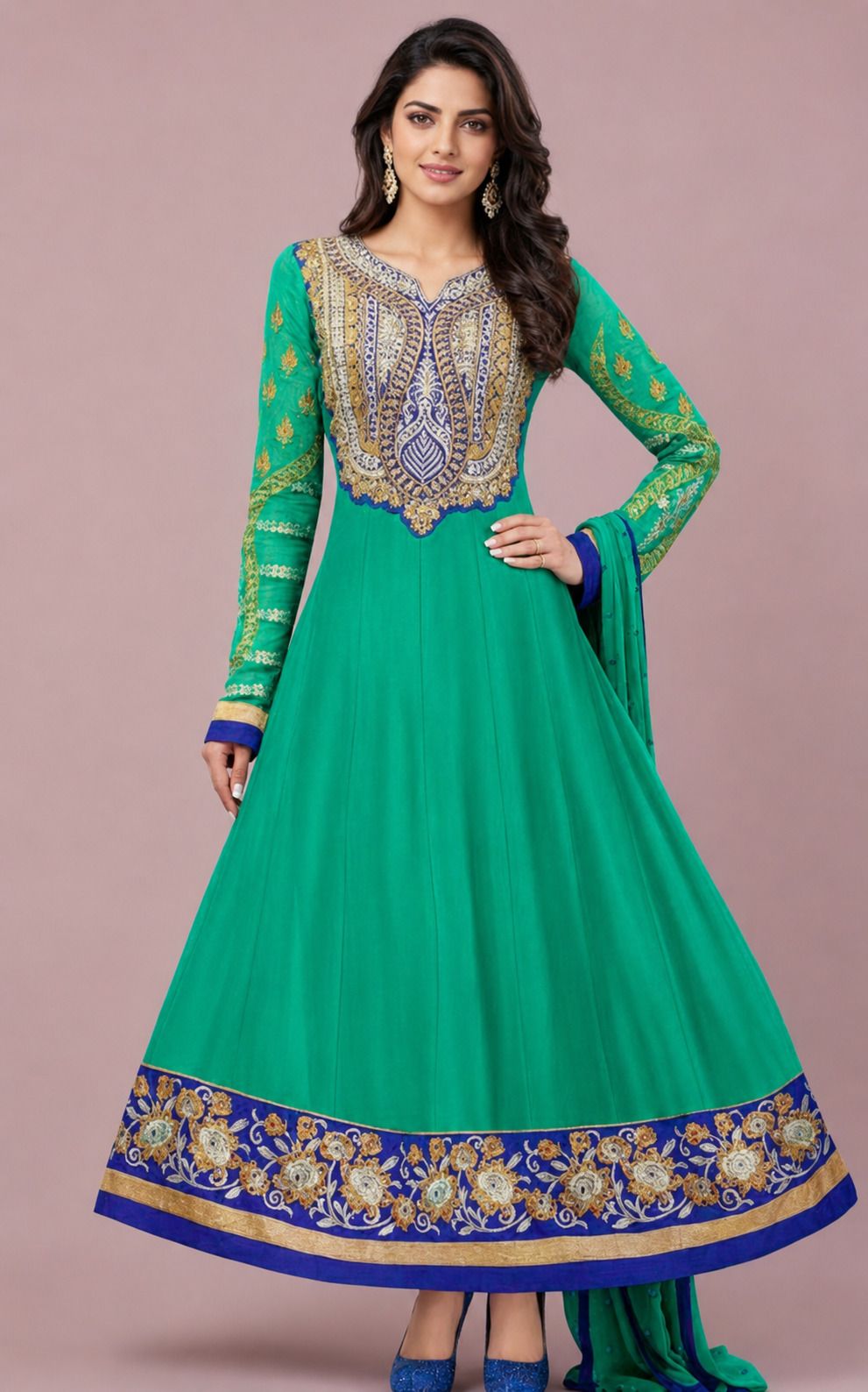 reya Unstitched Georgette Salwar Suit Material Embroidered-picture-1