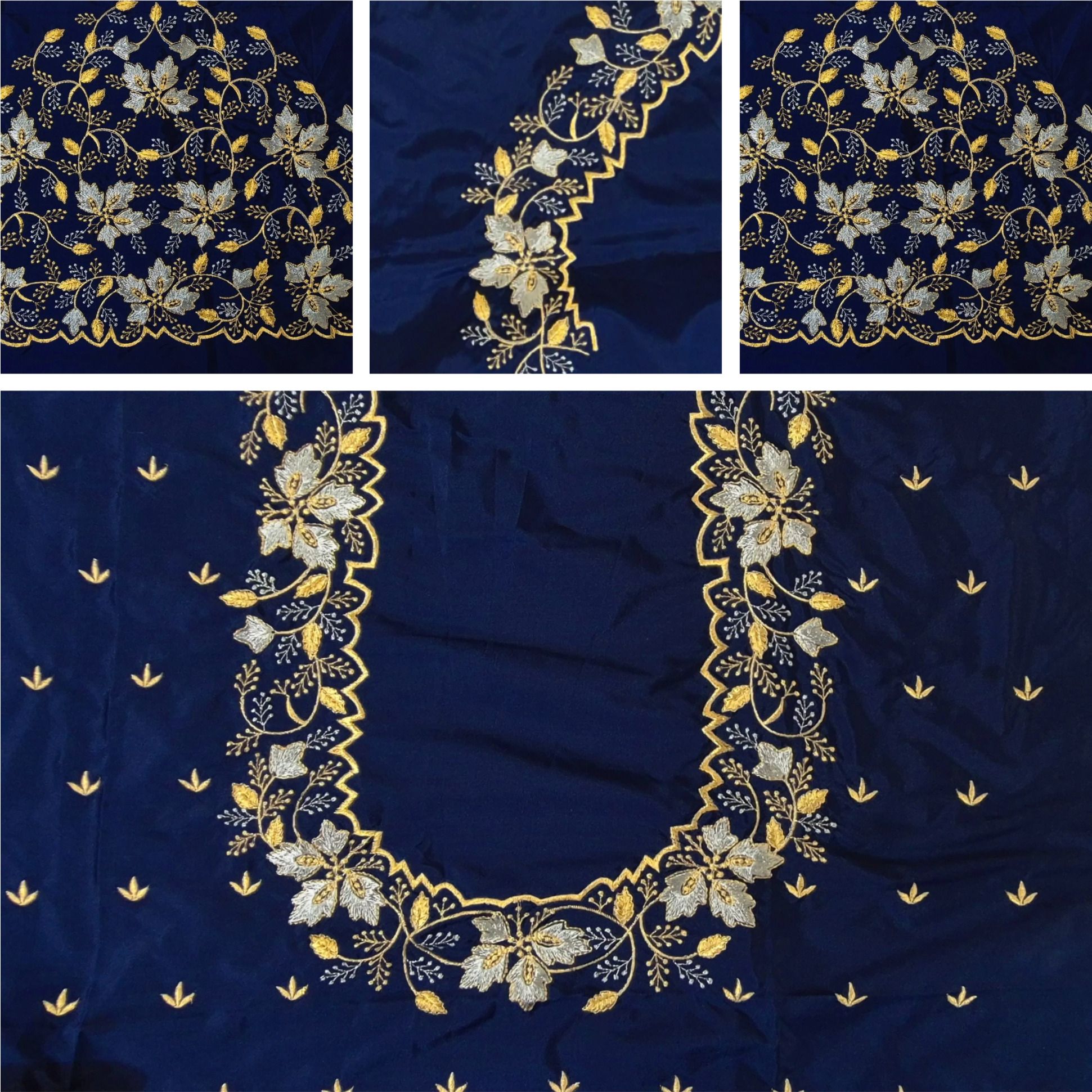 Unstitched Cotton Silk Blouse Material Embroidered-image-22