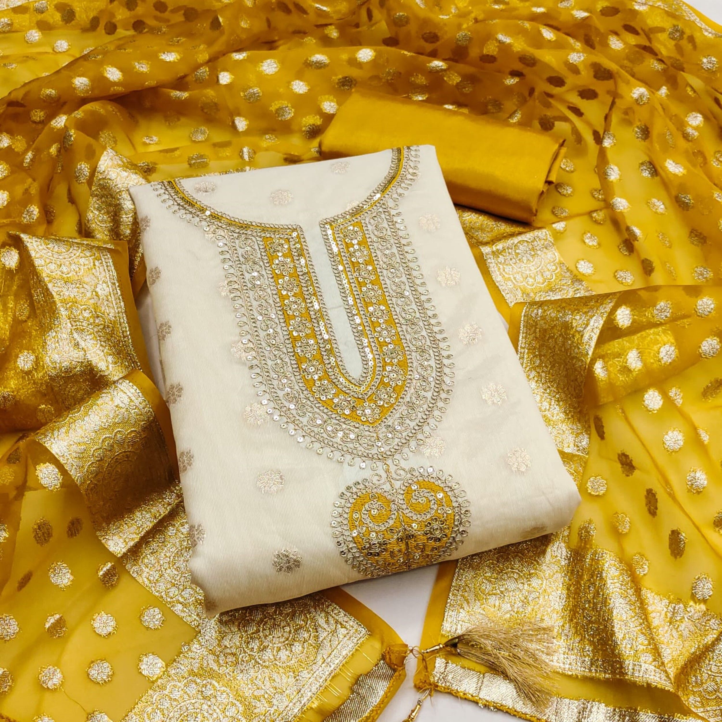 divastri Unstitched Silk Blend Salwar Suit Material Embroidered-picture-39