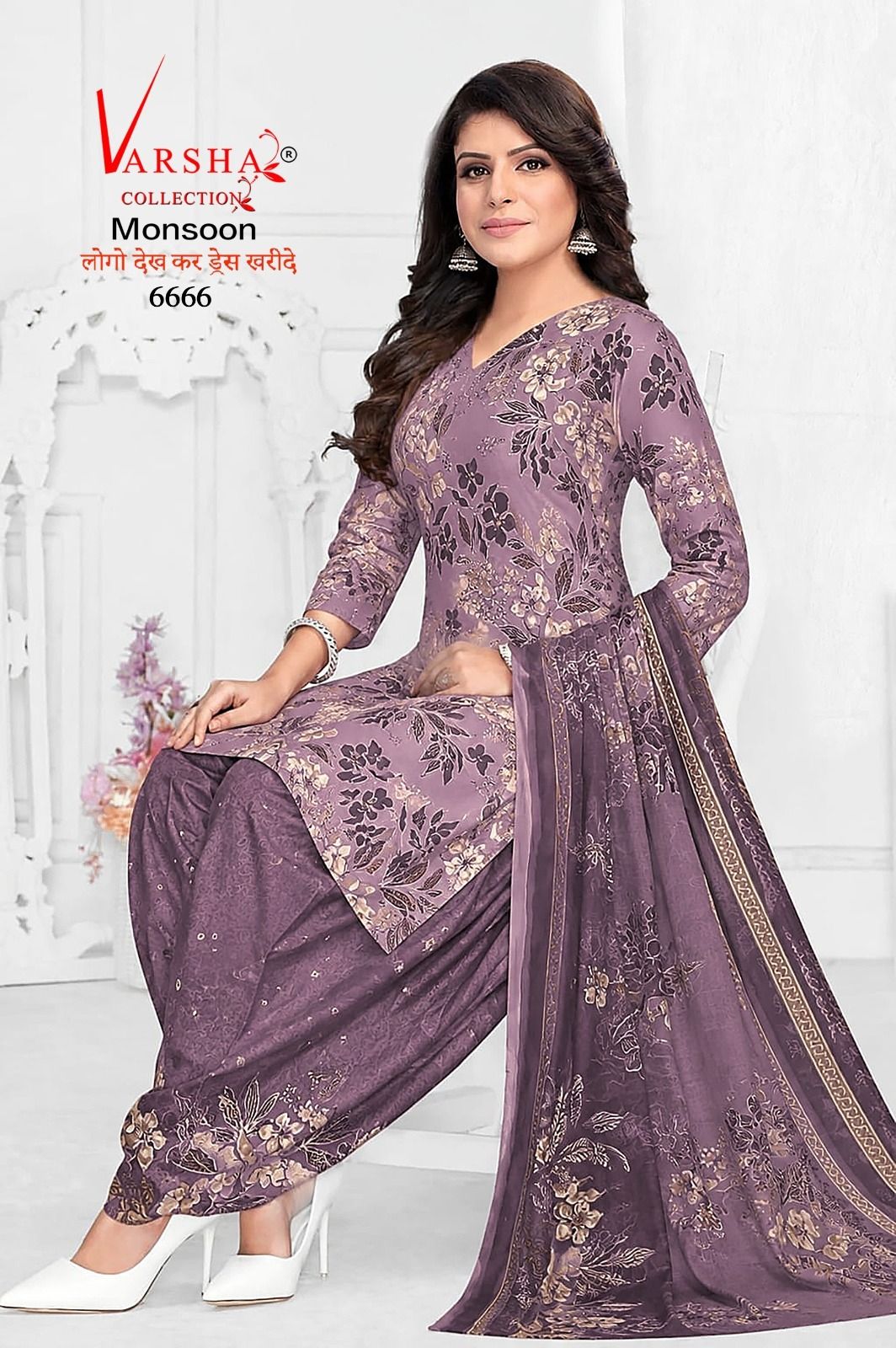Unstitched Crepe Salwar Suit Material Printed-image-40