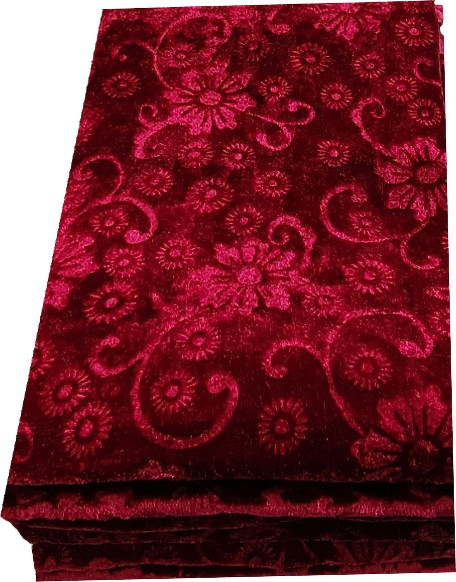 Maroon velvet fabric Unstitched Premium Soft Velvet Fabric Piece 1Mtr Velvet Fabric 1 Mtr Embossed Flower Design Sofa Fabric-image-12