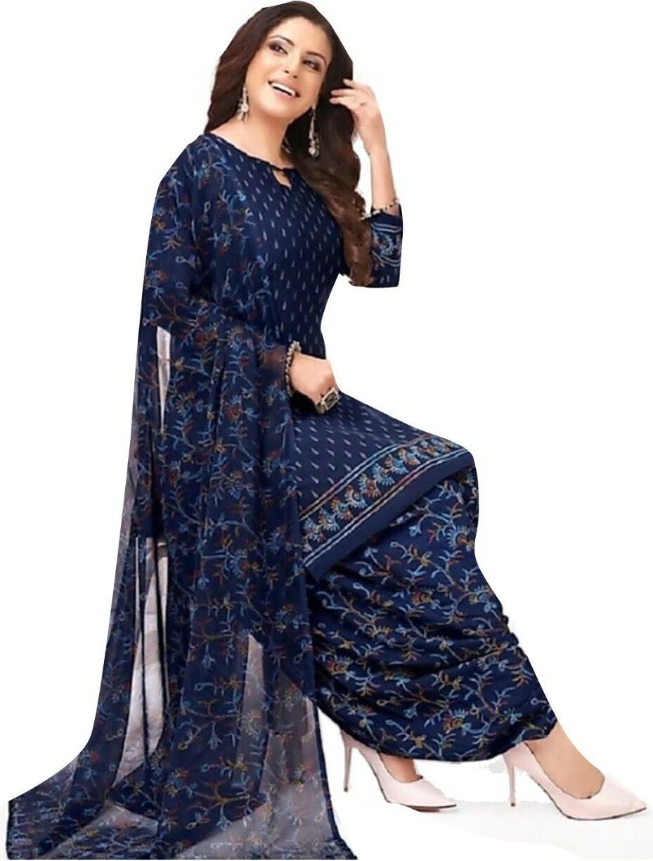 Unstitched Crepe Salwar Suit Material Solid, Floral Print, Printed, Geometric Print