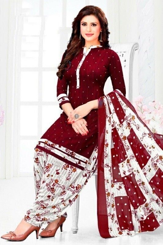 Unstitched Crepe Salwar Suit Material Printed