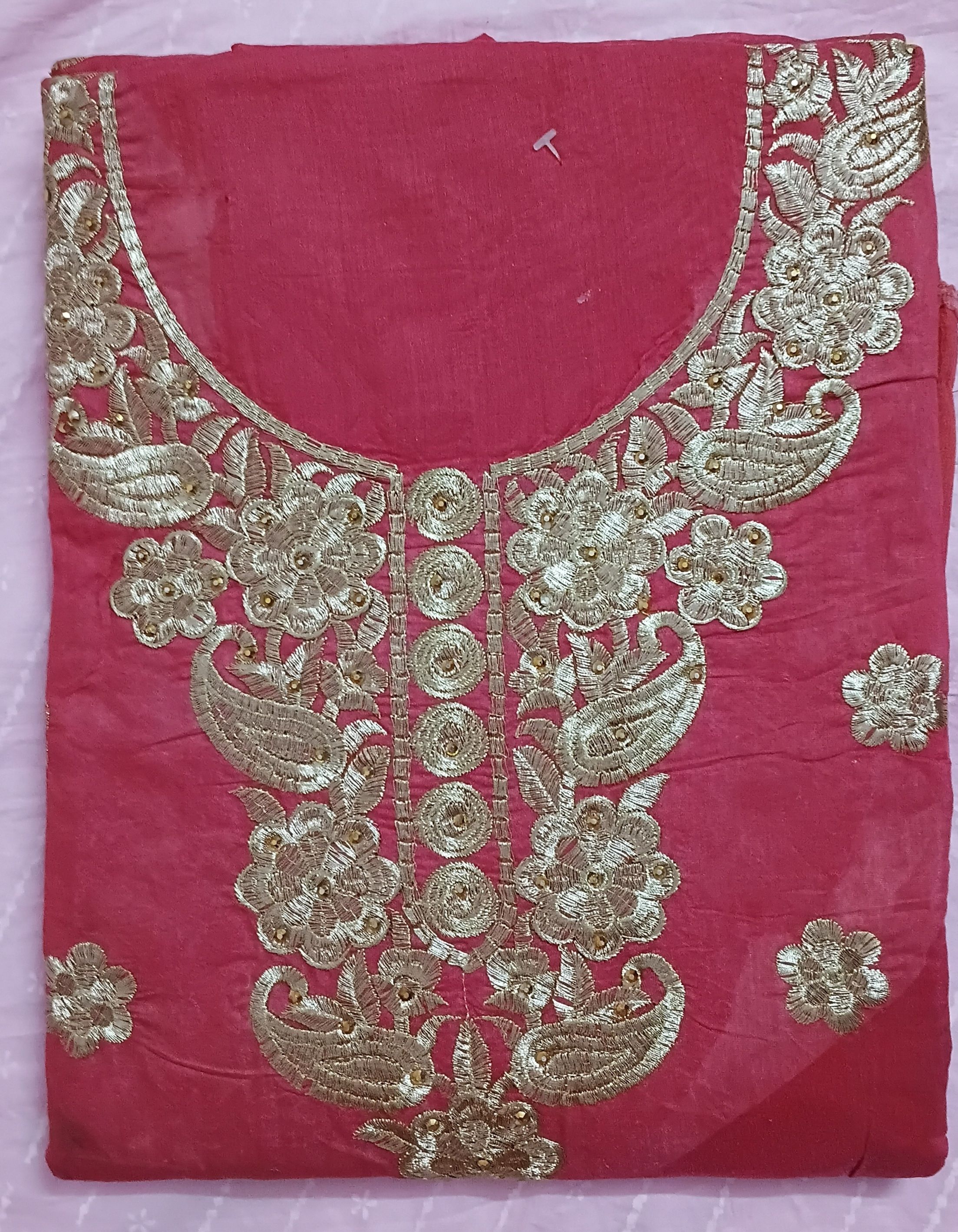 Unstitched Cotton Blend Salwar Suit Material Embroidered-image-22