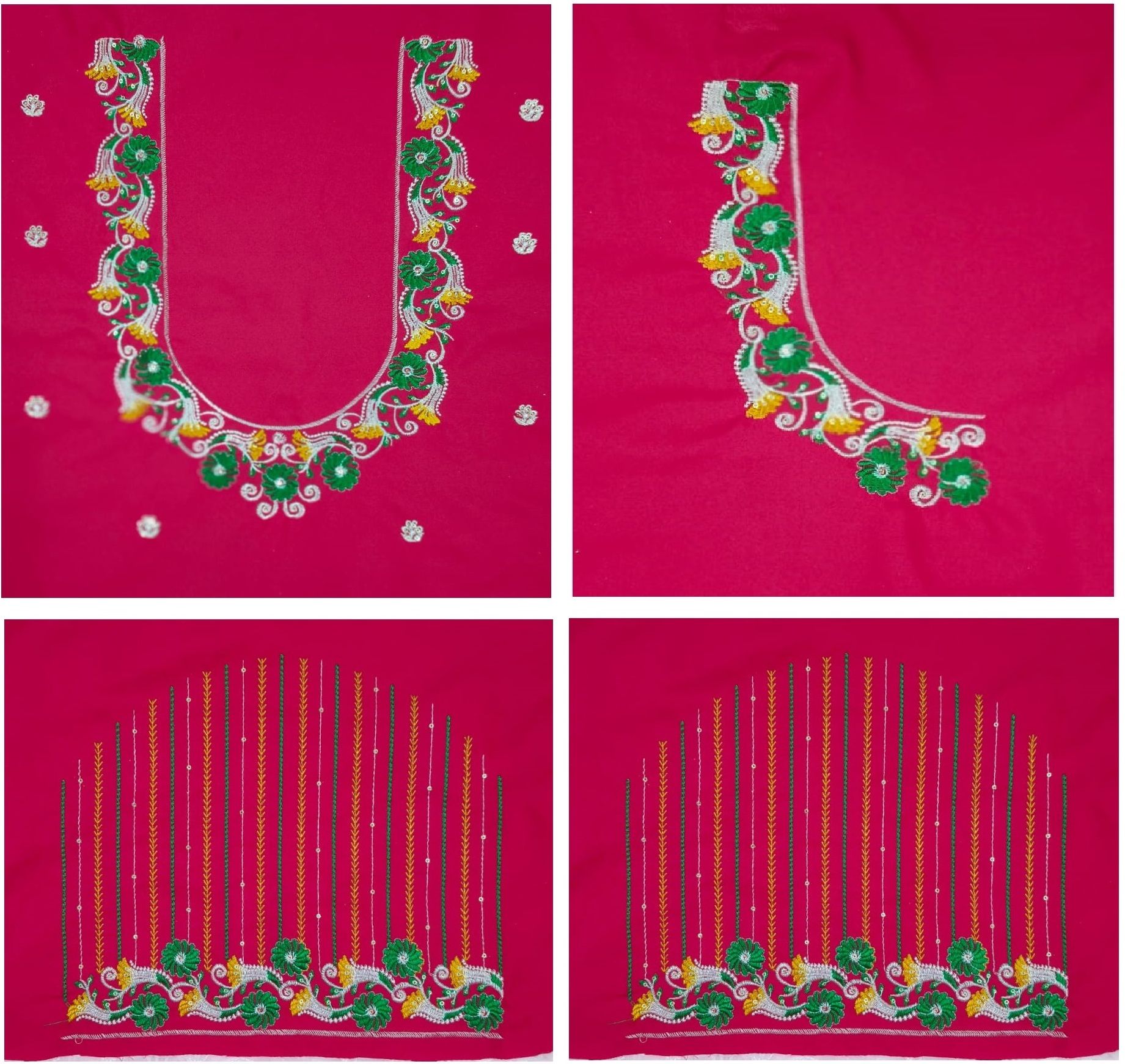 Unstitched Cotton Silk Blouse Material Embroidered-image-47
