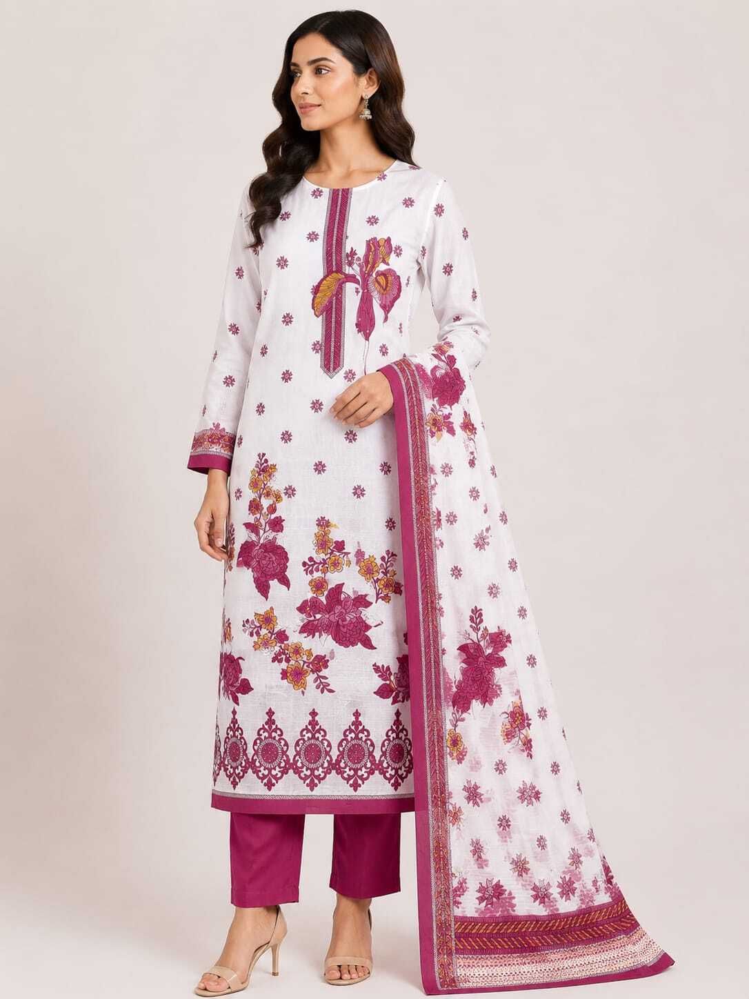 Unstitched Cotton Blend Kurta Fabric Printed-image-25