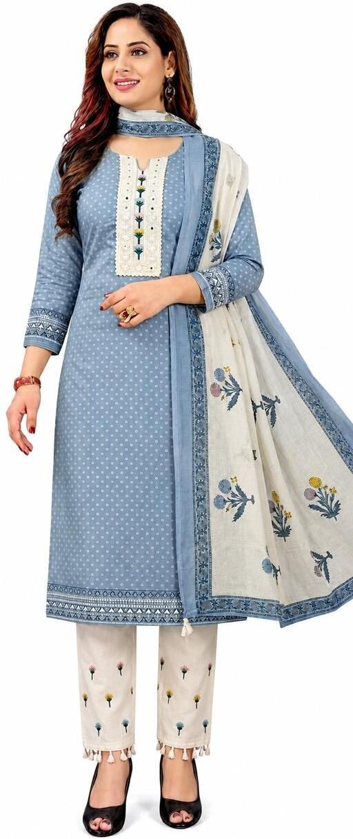 Unstitched Cotton Blend Salwar Suit Material Floral Print-image-27