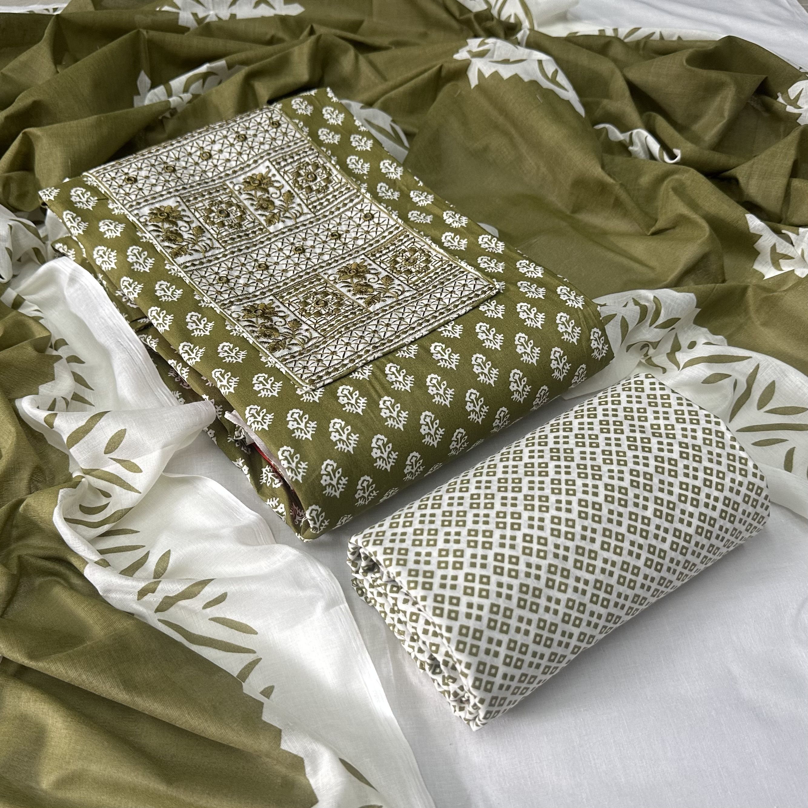 Unstitched Pure Cotton Salwar Suit Material Printed