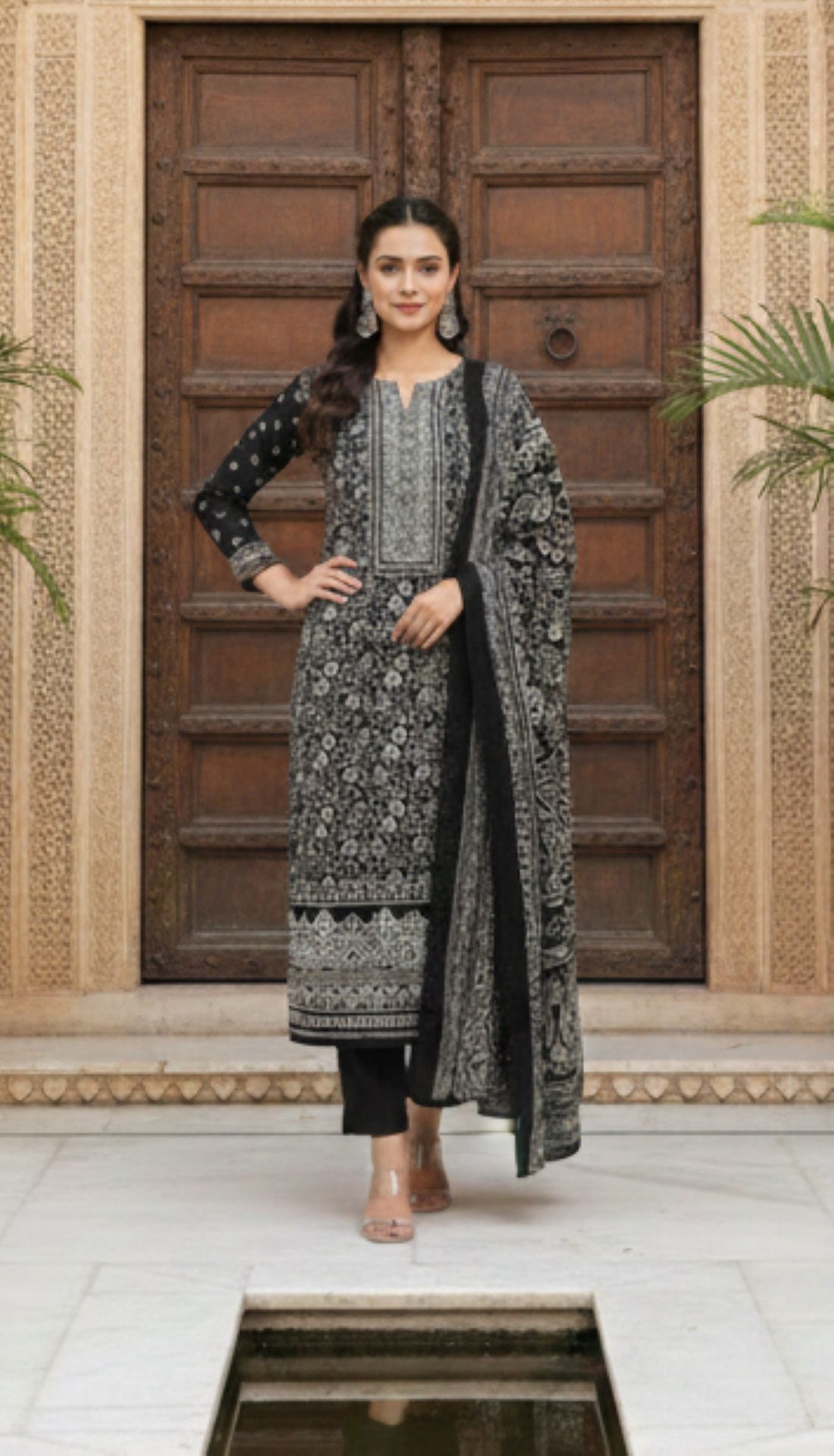 Unstitched Wool Salwar Suit Material Printed-image-27