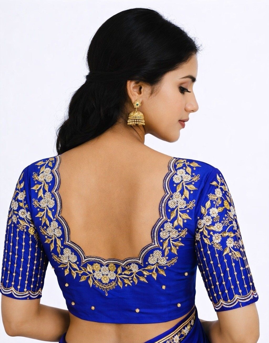 Unstitched Cotton Blend Blouse Material Embroidered-image-9